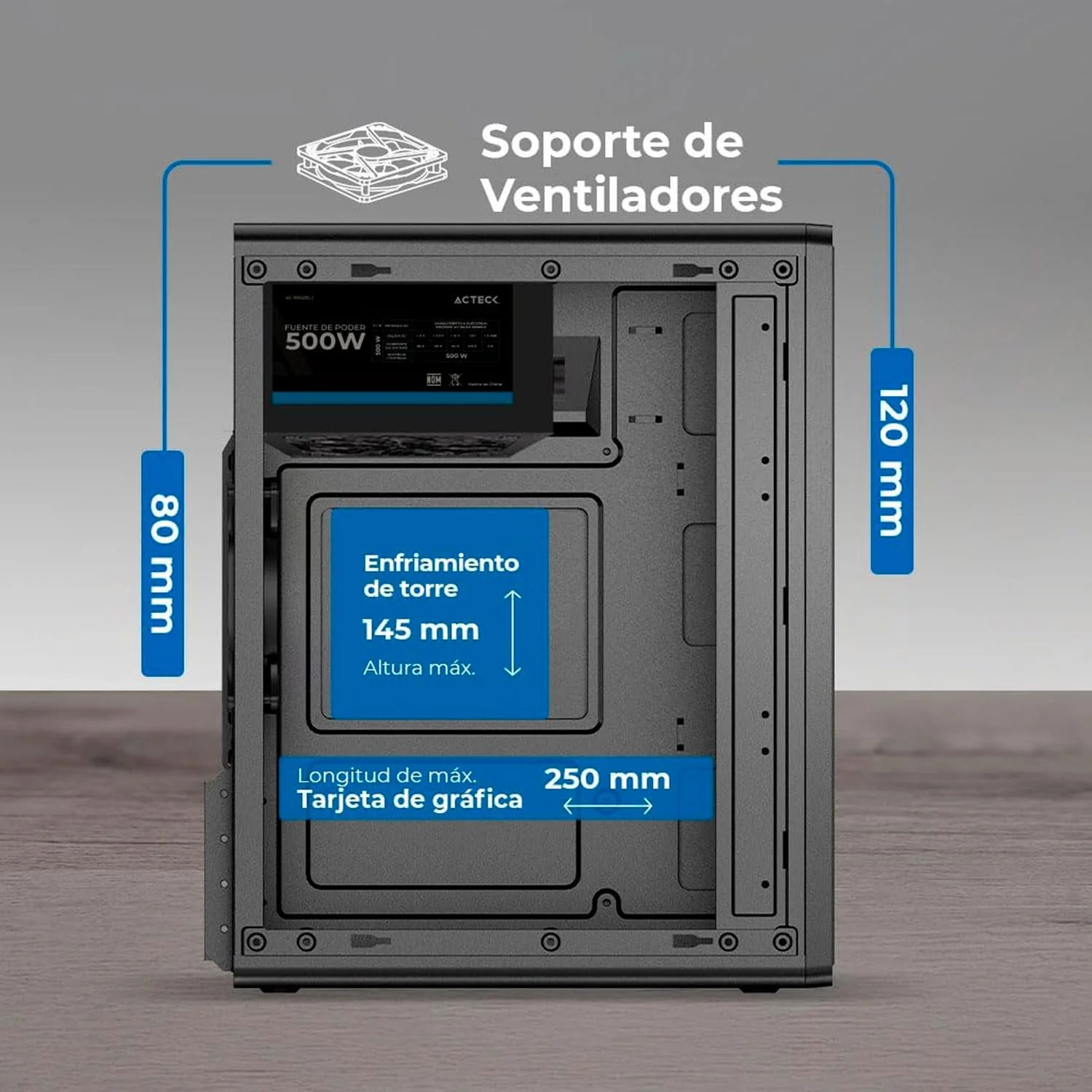 Gabinete ACTECK Performance Mini III GI210M Micro ATX Mini Torre 500W Negro AC-944588 - Image 3
