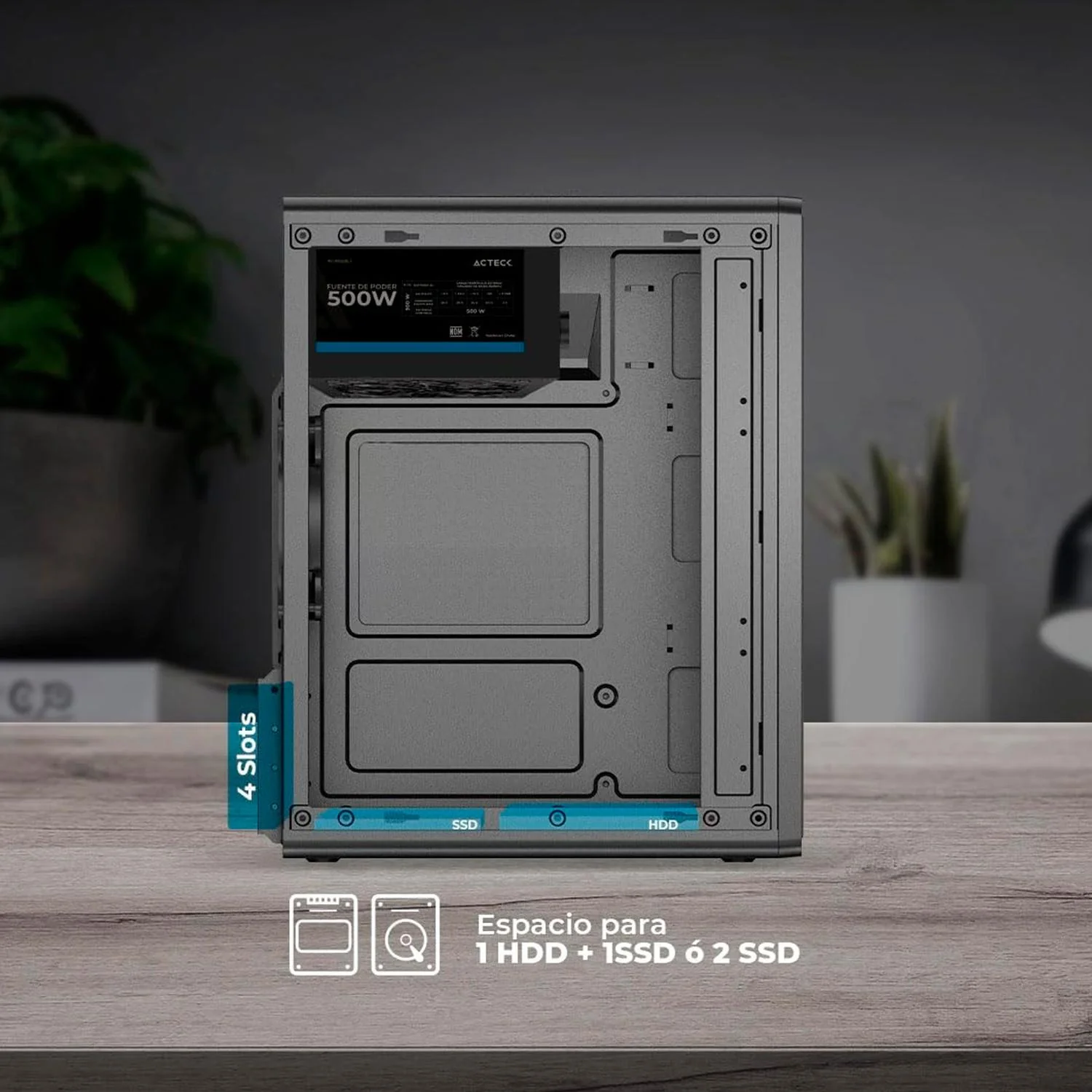 Gabinete ACTECK Performance Mini III GI210M Micro ATX Mini Torre 500W Negro AC-944588 - Image 4