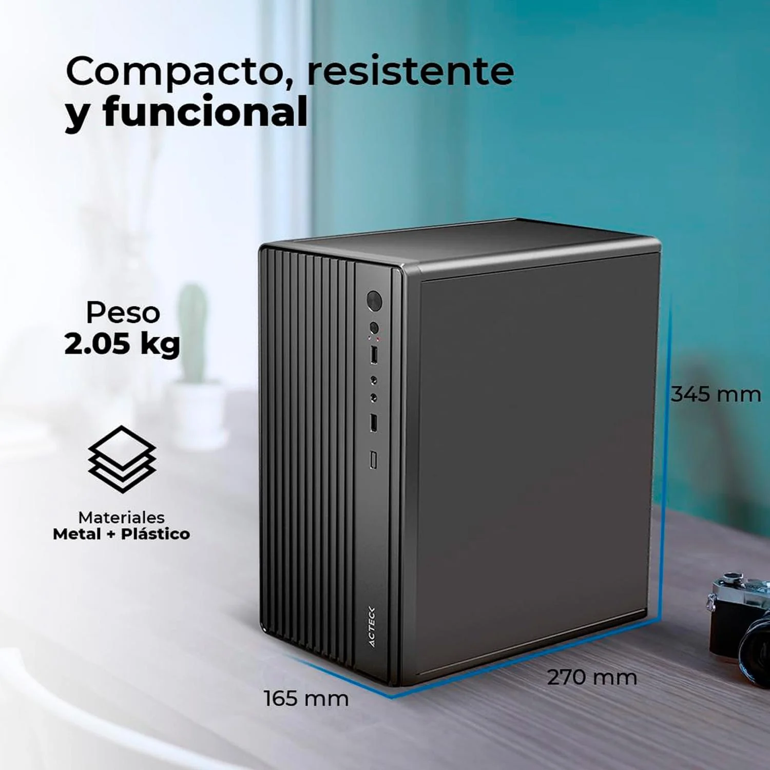 Gabinete ACTECK Performance Mini III GI210M Micro ATX Mini Torre 500W Negro AC-944588 - Image 5