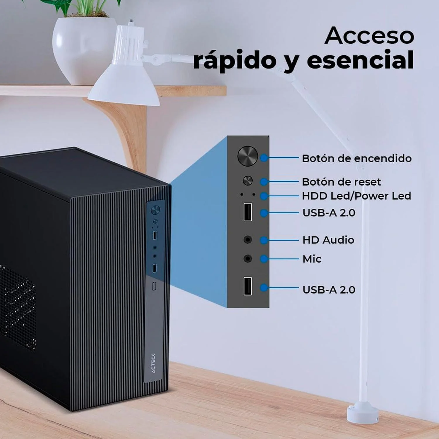 Gabinete ACTECK Performance Mini III GI215M Micro ATX Mini Torre 500W Negro AC-944571 - Image 2