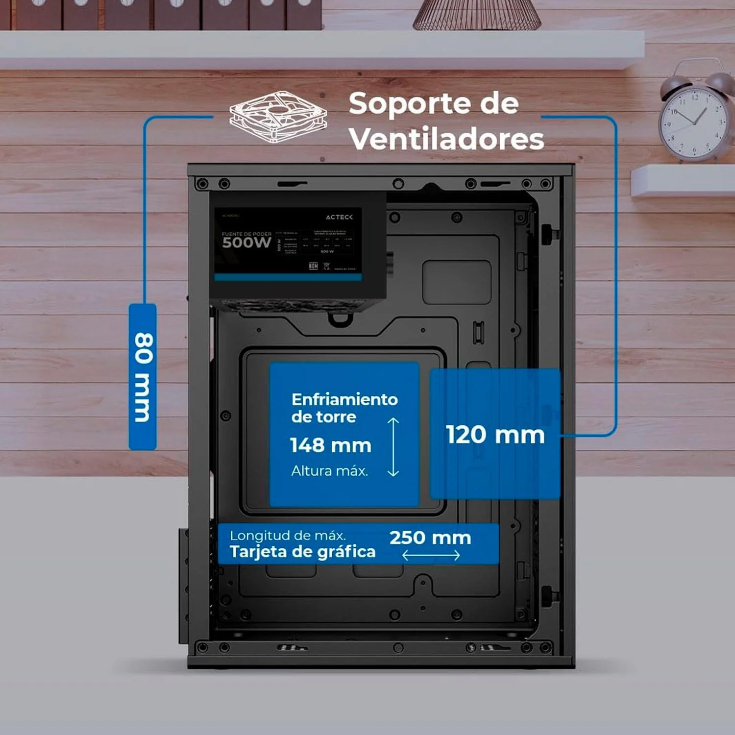 Gabinete ACTECK Performance Mini III GI215M Micro ATX Mini Torre 500W Negro AC-944571 - Image 3
