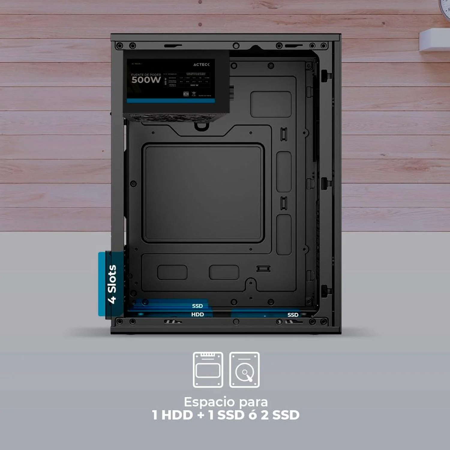 Gabinete ACTECK Performance Mini III GI215M Micro ATX Mini Torre 500W Negro AC-944571 - Image 4
