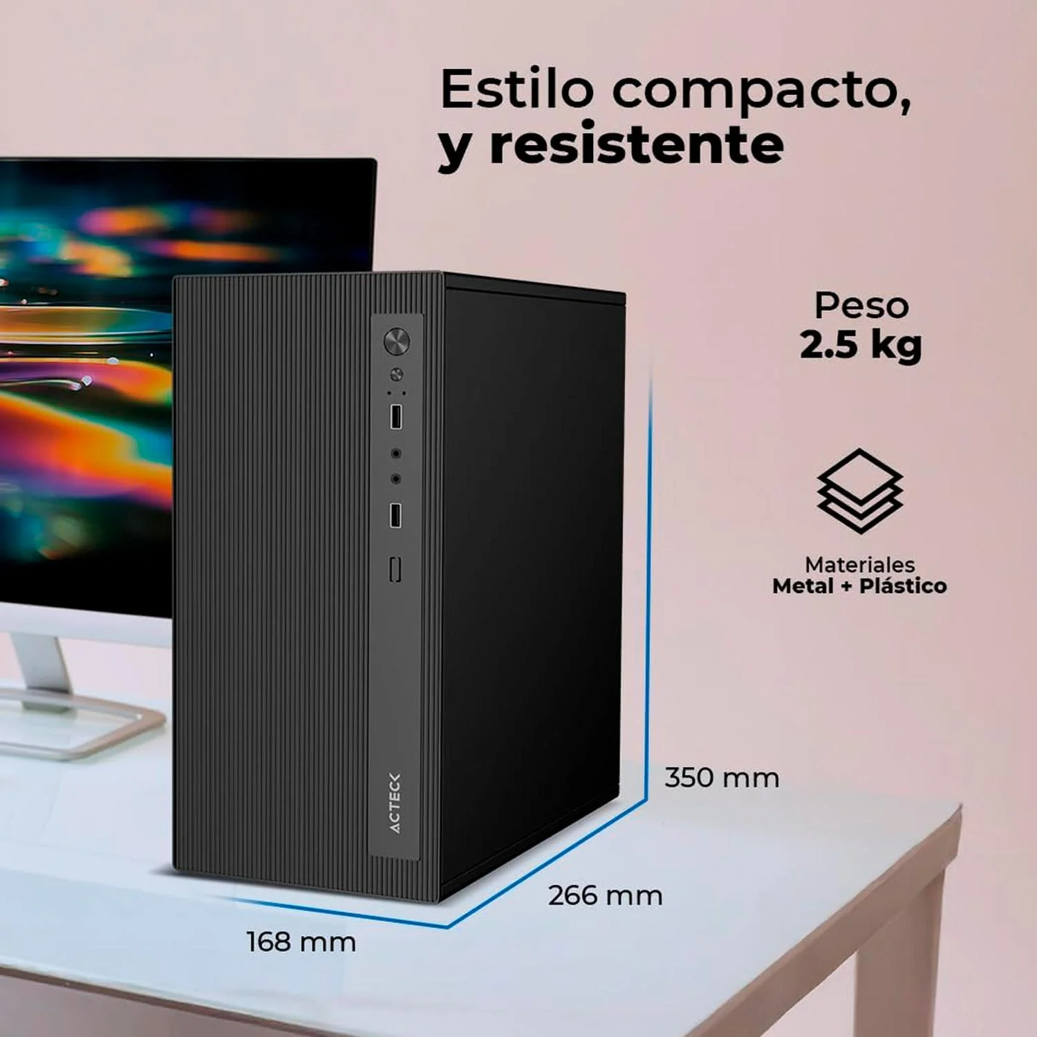 Gabinete ACTECK Performance Mini III GI215M Micro ATX Mini Torre 500W Negro AC-944571 - Image 5