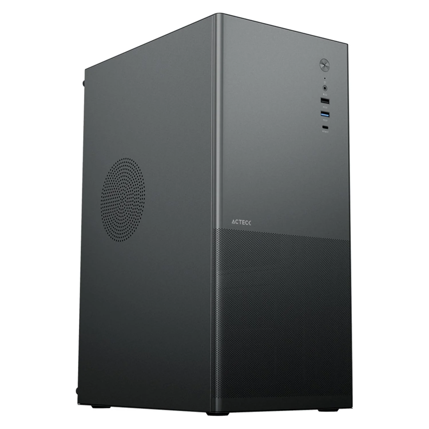 Gabinete ACTECK REX MAX GM757 ATX Media Torre Metal Panel Ranurado USB-C Negro AC-943994