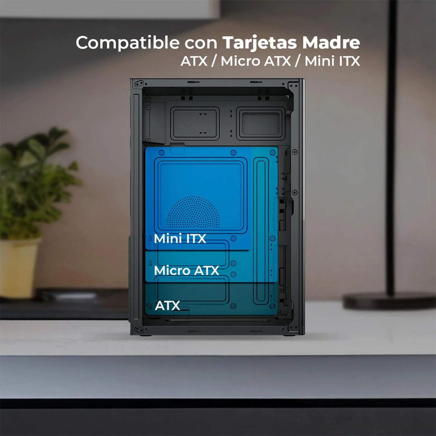 Gabinete ACTECK REX MAX GM757 ATX Media Torre Metal Panel Ranurado USB-C Negro AC-943994 - Image 3