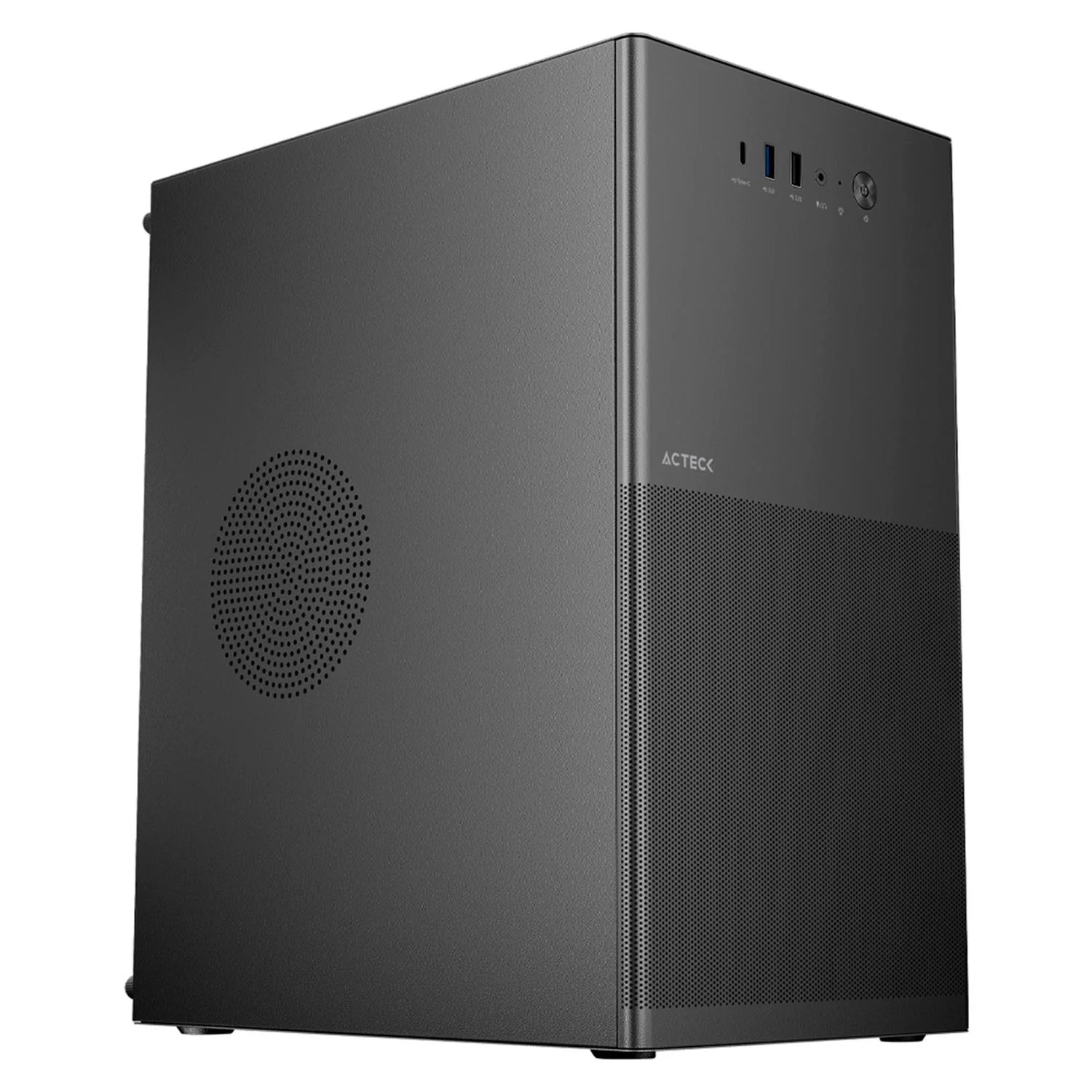 Gabinete ACTECK REX PRO GI757 Micro ATX Mini Torre Metal Panel Ranurado USB-C Negro AC-944007