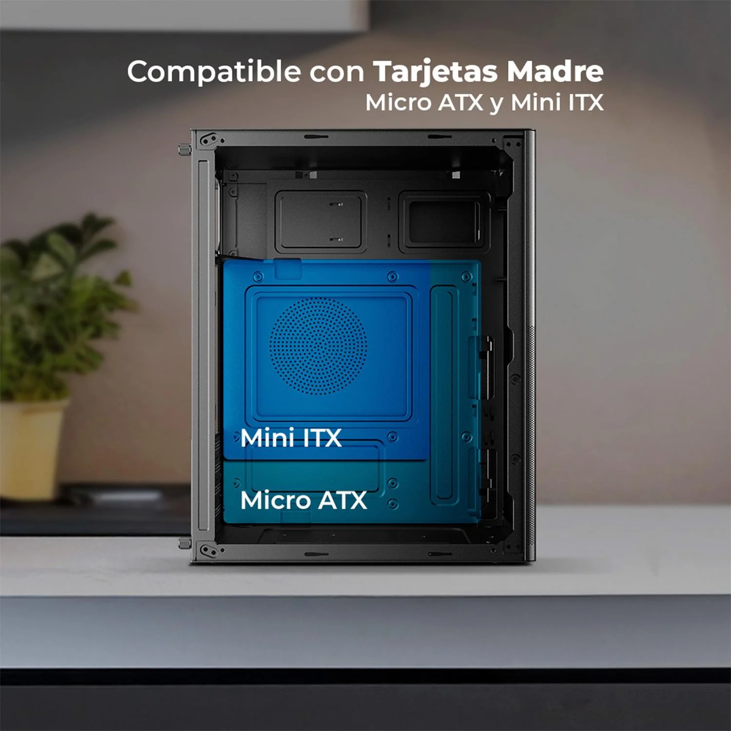 Gabinete ACTECK REX PRO GI757 Micro ATX Mini Torre Metal Panel Ranurado USB-C Negro AC-944007 - Image 3
