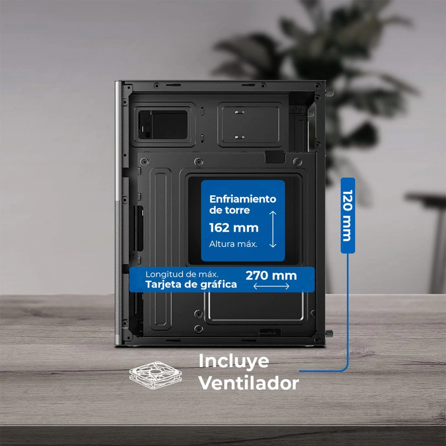 Gabinete ACTECK REX PRO GI757 Micro ATX Mini Torre Metal Panel Ranurado USB-C Negro AC-944007 - Image 5