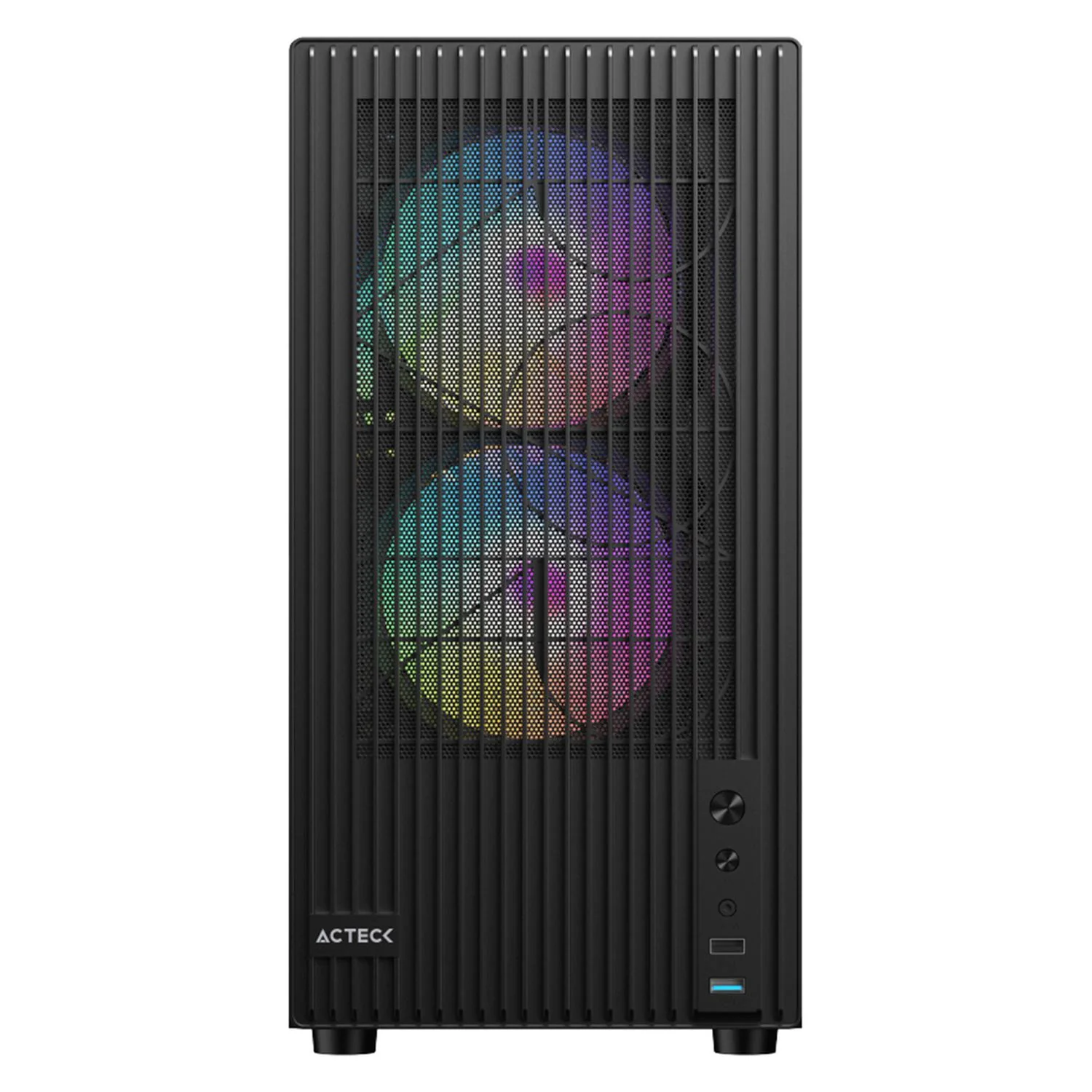 Gabinete ACTECK ZYRON GC606 Micro ATX Mini Torre 3 Fan FRGB Cristal Templado Frente Ranurado Negro AC-943819 - Image 2