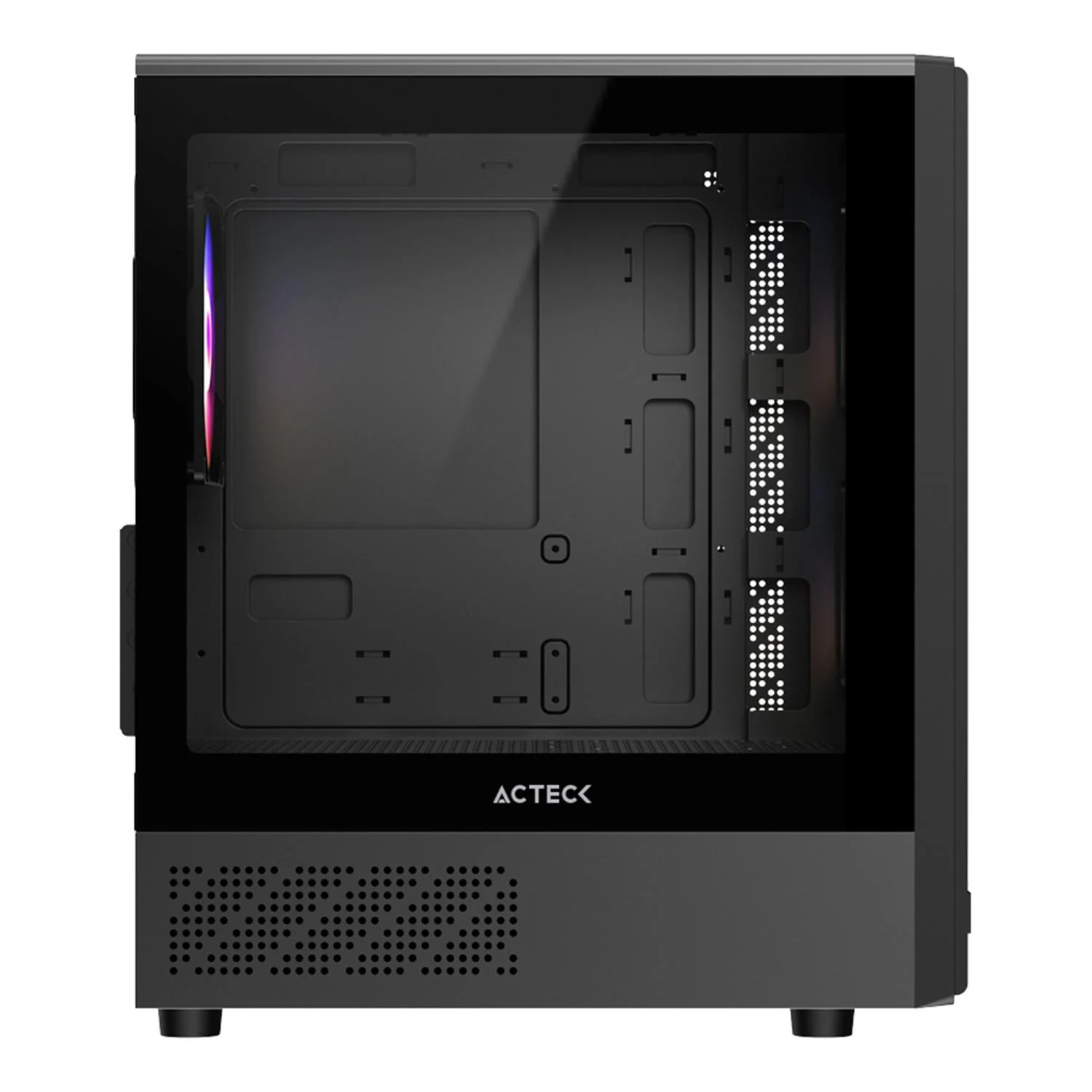 Gabinete ACTECK ZYRON GC606 Micro ATX Mini Torre 3 Fan FRGB Cristal Templado Frente Ranurado Negro AC-943819 - Image 3