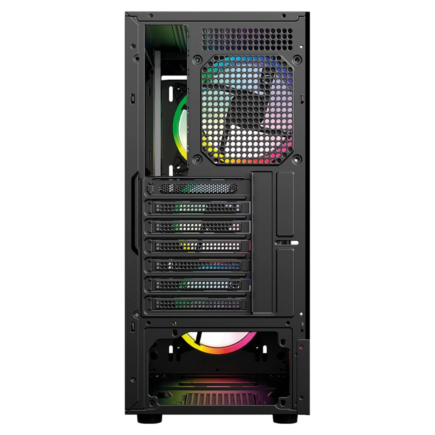 Gabinete Gamer BALAM RUSH DRAGONFLY WOOD GM580 ATX Media Torre 4 Fan ARGB Cristal templado Frente Tipo Madera Negro BR-943949 - Image 3