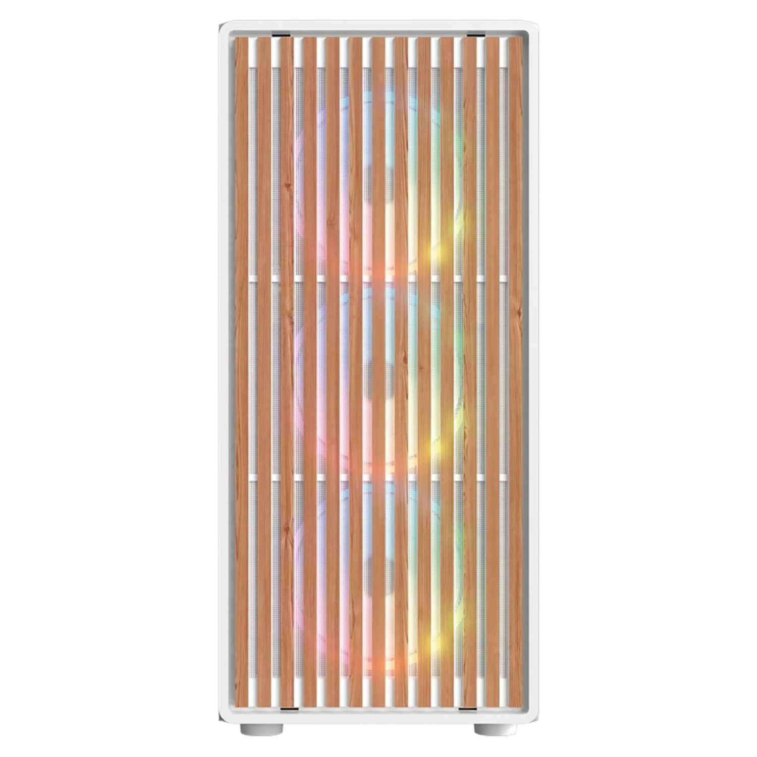 Gabinete Gamer BALAM RUSH DRAGONFLY WOOD GM580 ATX Media Torre 4 Fan ARGB Cristal templado Frente Tipo Madera Blanco BR-943970 - Image 2