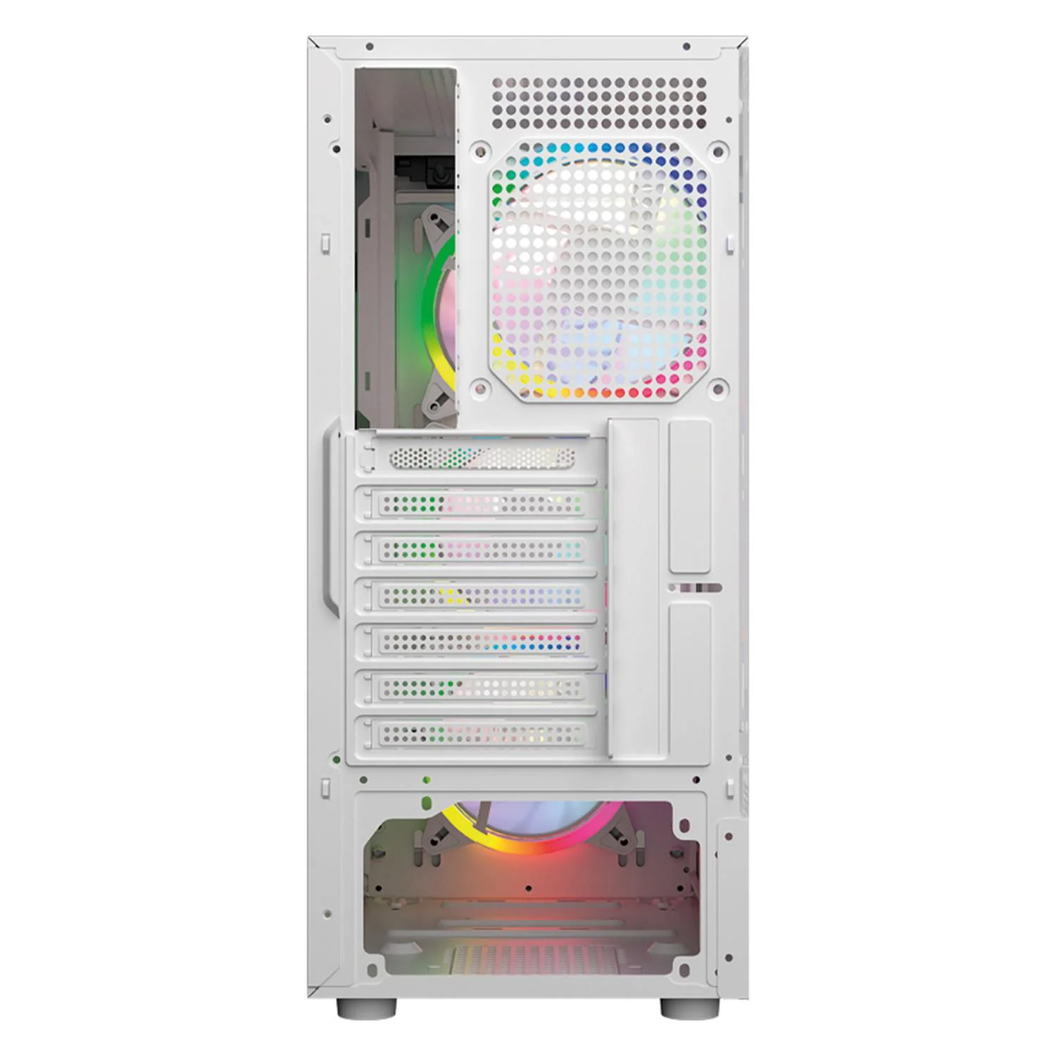 Gabinete Gamer BALAM RUSH DRAGONFLY WOOD GM580 ATX Media Torre 4 Fan ARGB Cristal templado Frente Tipo Madera Blanco BR-943970 - Image 3