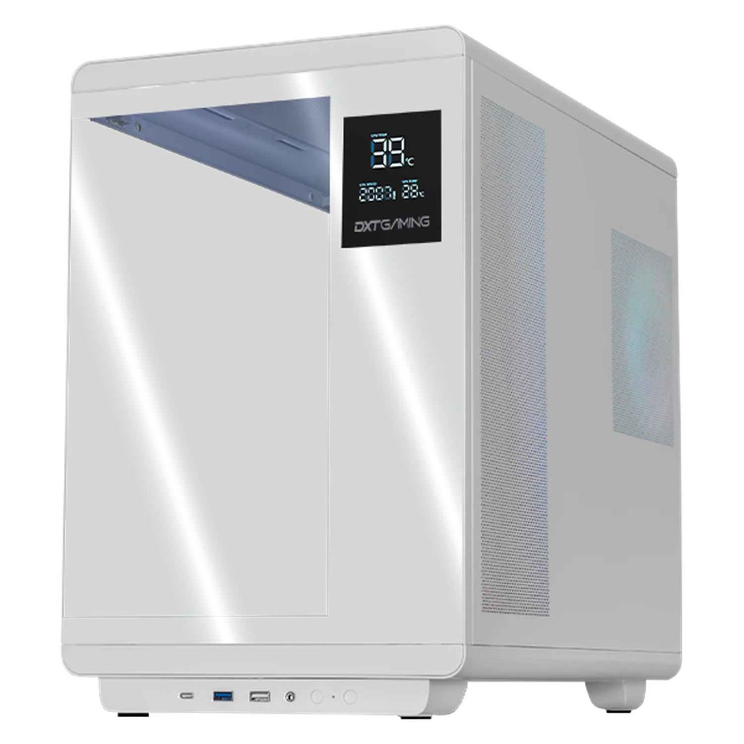 Gabinete DXT GAMING Titan X Media Torre con Display de Temperatura y Velocidad 4 Fan ARGB USB-C Blanco CDXT600WT - Image 2