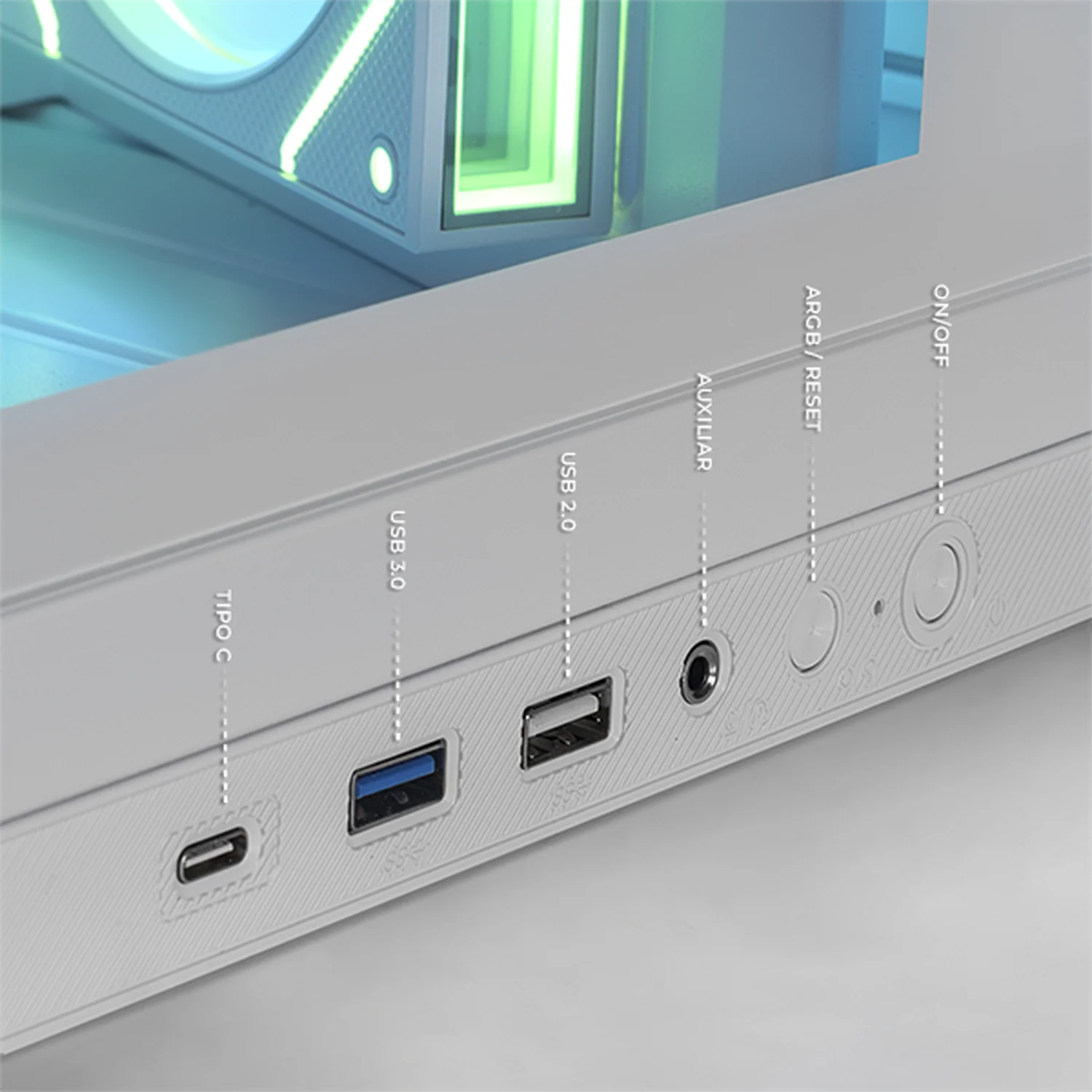 Gabinete DXT GAMING Titan X Media Torre con Display de Temperatura y Velocidad 4 Fan ARGB USB-C Blanco CDXT600WT - Image 4