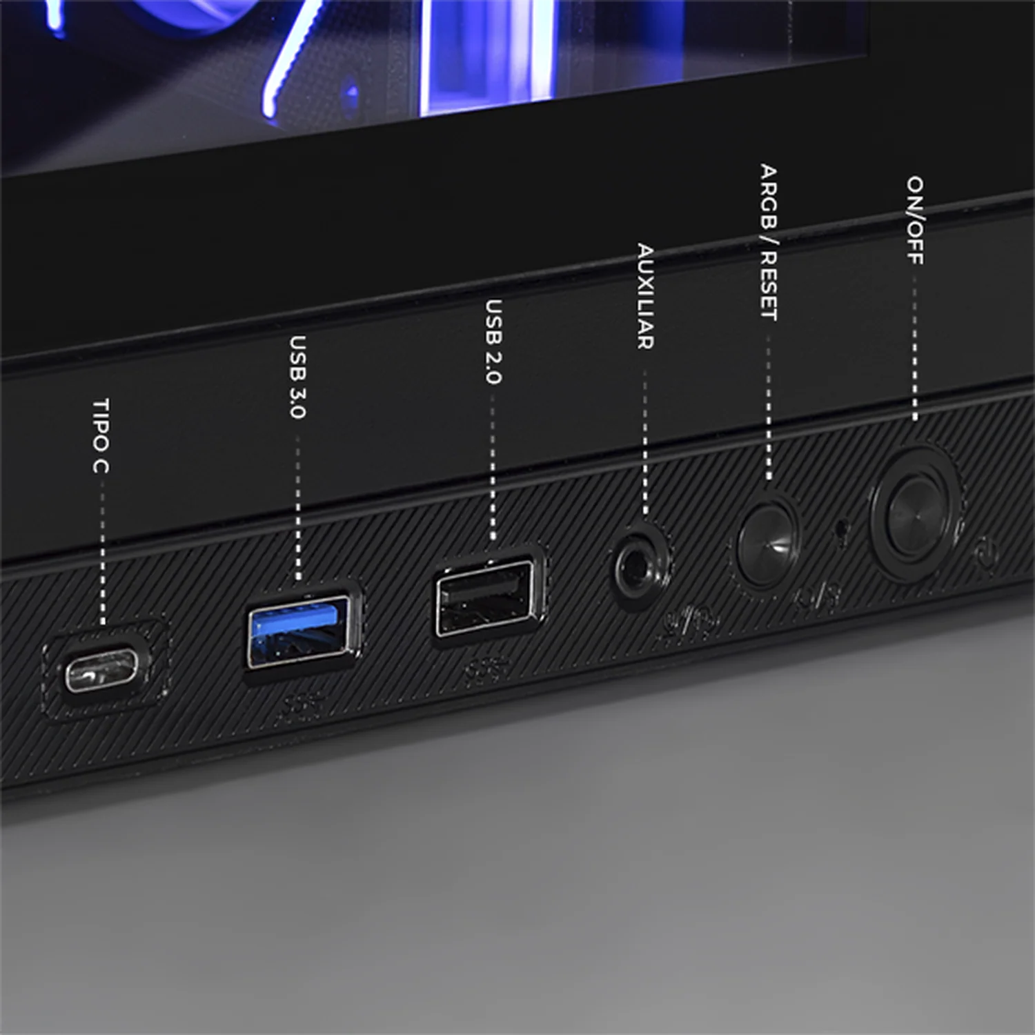 Gabinete DXT GAMING Titan X Media Torre con Display de Temperatura y Velocidad 4 Fan ARGB USB-C Negro CDXT600BK - Image 4