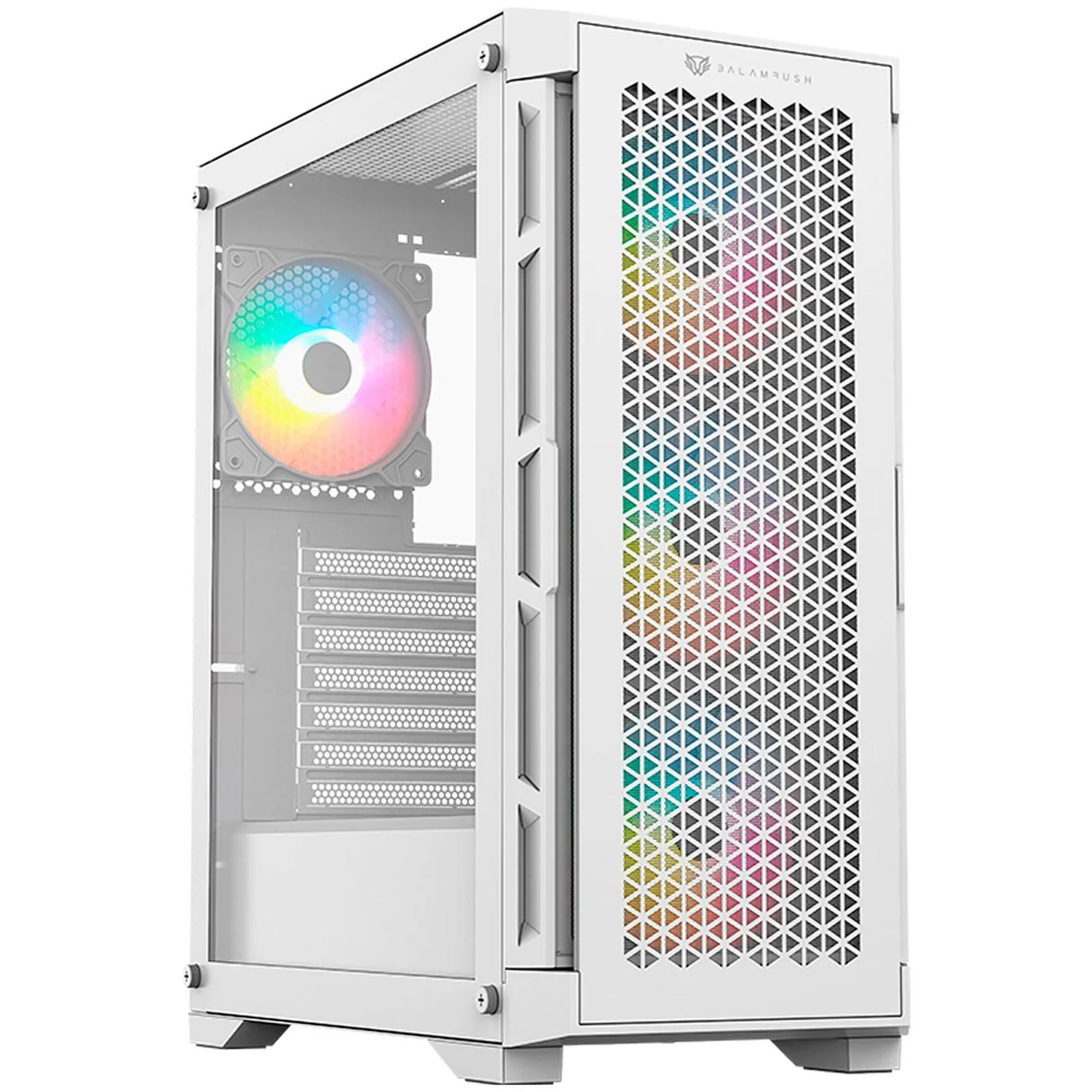 Gabinete Gamer BALAM RUSH CARBONO TWIN MATE 5000 ATX Media Torre 4 Fan ARGB Cristal templado USB-C Blanco BR-398846 - Image 2