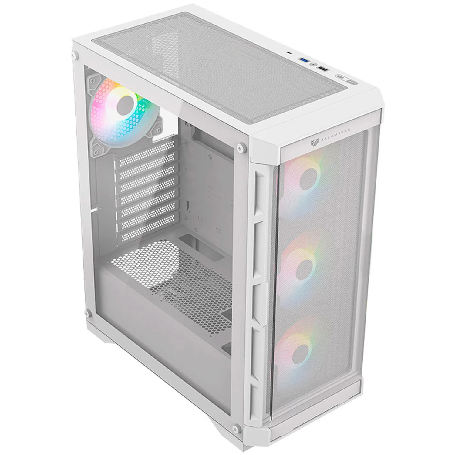 Gabinete Gamer BALAM RUSH CARBONO TWIN MATE 5000 ATX Media Torre 4 Fan ARGB Cristal templado USB-C Blanco BR-398846 - Image 3