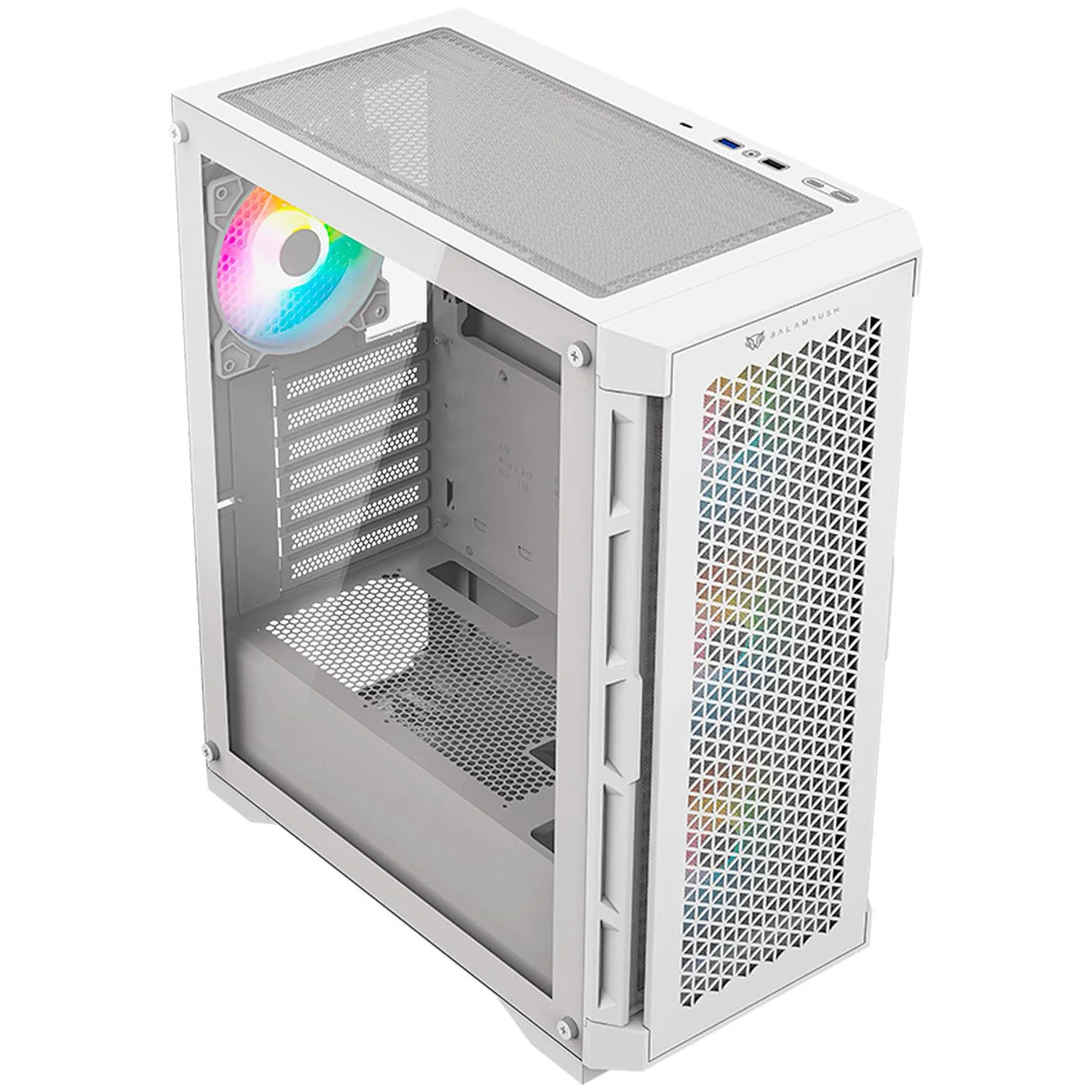 Gabinete Gamer BALAM RUSH CARBONO TWIN MATE 5000 ATX Media Torre 4 Fan ARGB Cristal templado USB-C Blanco BR-398846 - Image 4