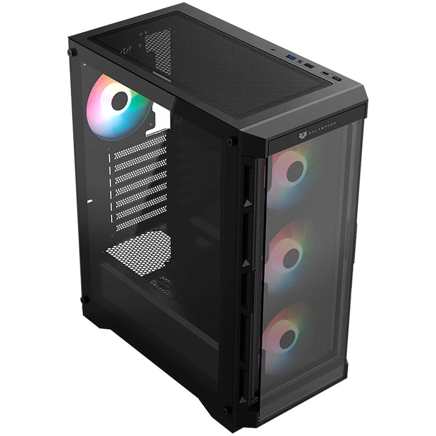 Gabinete Gamer BALAM RUSH CARBONO TWIN MATE 5000 ATX Media Torre 4 Fan ARGB Cristal templado USB-C Negro BR-938839 - Image 2
