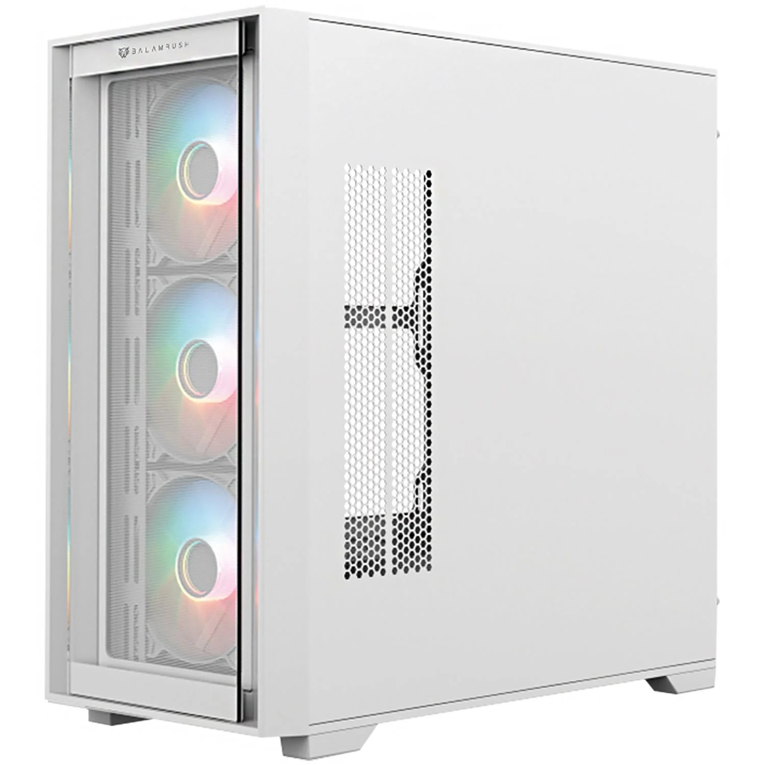 Gabinete Gamer BALAM RUSH CARBONO TWIN MATE 8000 M-ATX Mini Torre 4 Fan ARGB Cristal Templado Frente Intercambiable USB-C Blanco BR-938785 - Image 2