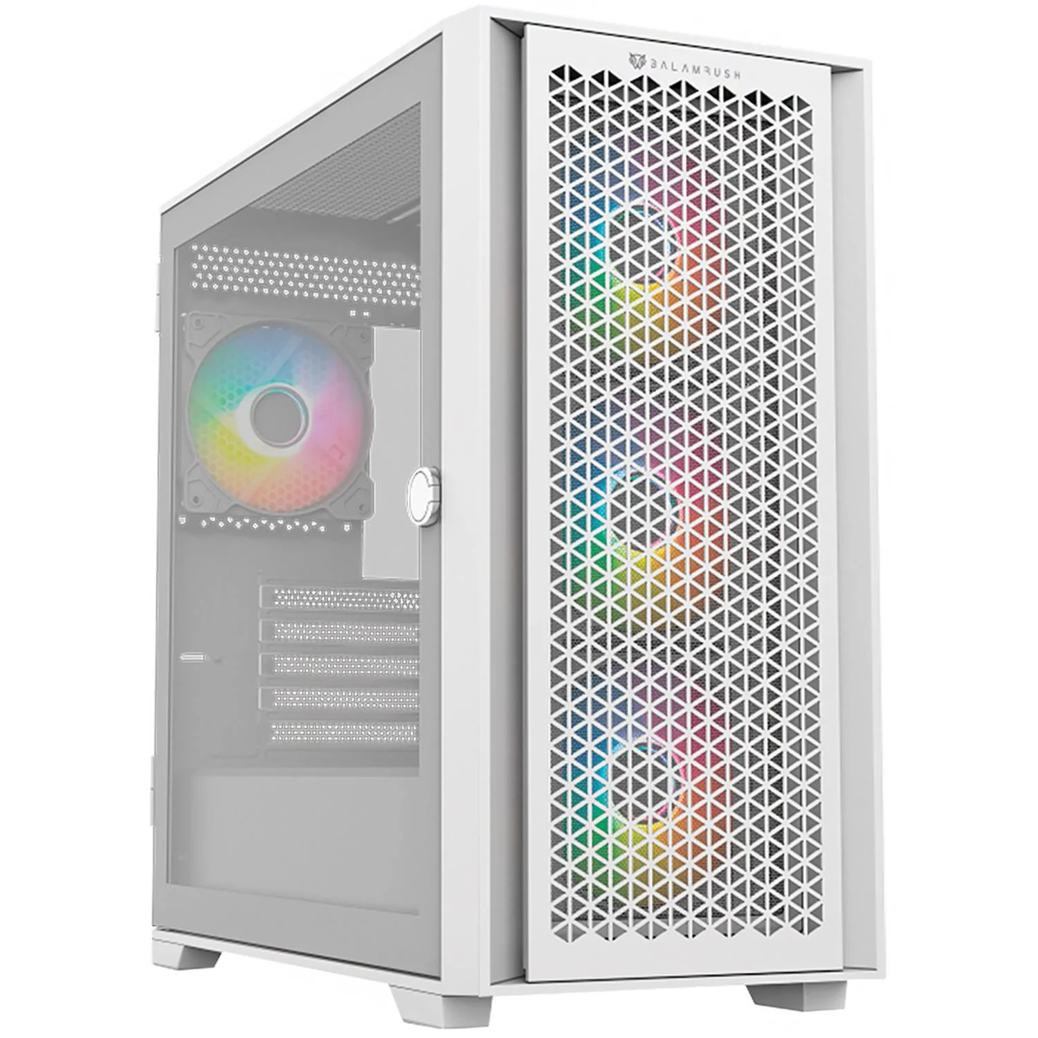 Gabinete Gamer BALAM RUSH CARBONO TWIN MATE 8000 M-ATX Mini Torre 4 Fan ARGB Cristal Templado Frente Intercambiable USB-C Blanco BR-938785 - Image 3