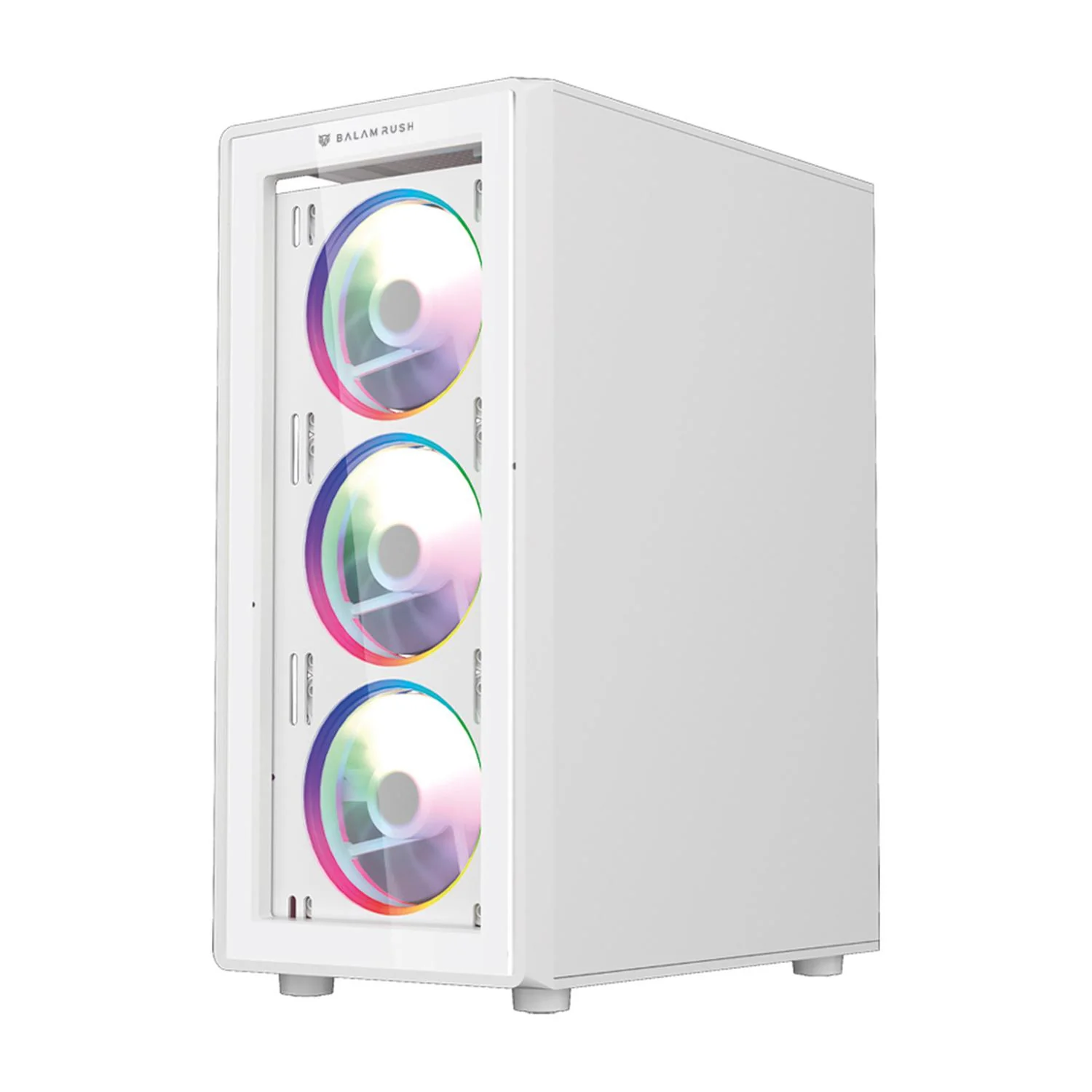 Gabinete Gamer BALAM RUSH DRAGONFLY PERFORM CRYSTAL GM590CW ATX Media Torre 4 Fan RGB Cristal Templado Blanco BR-935975 - Image 2