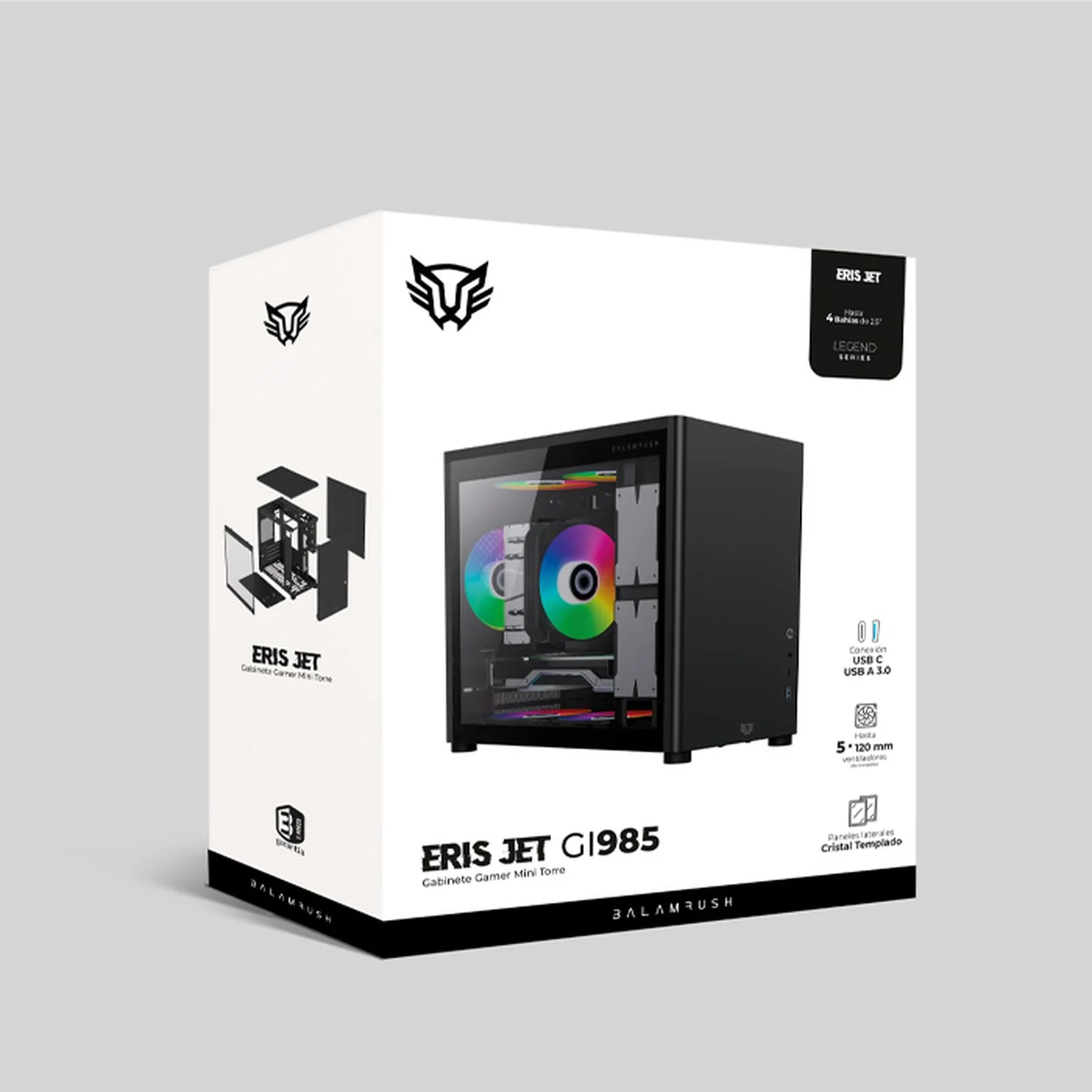 Gabinete Gamer BALAM RUSH ERIS JET GI985 M-ATX Mini Torre Cristal Templado USB-C Negro BR-934947 - Image 6
