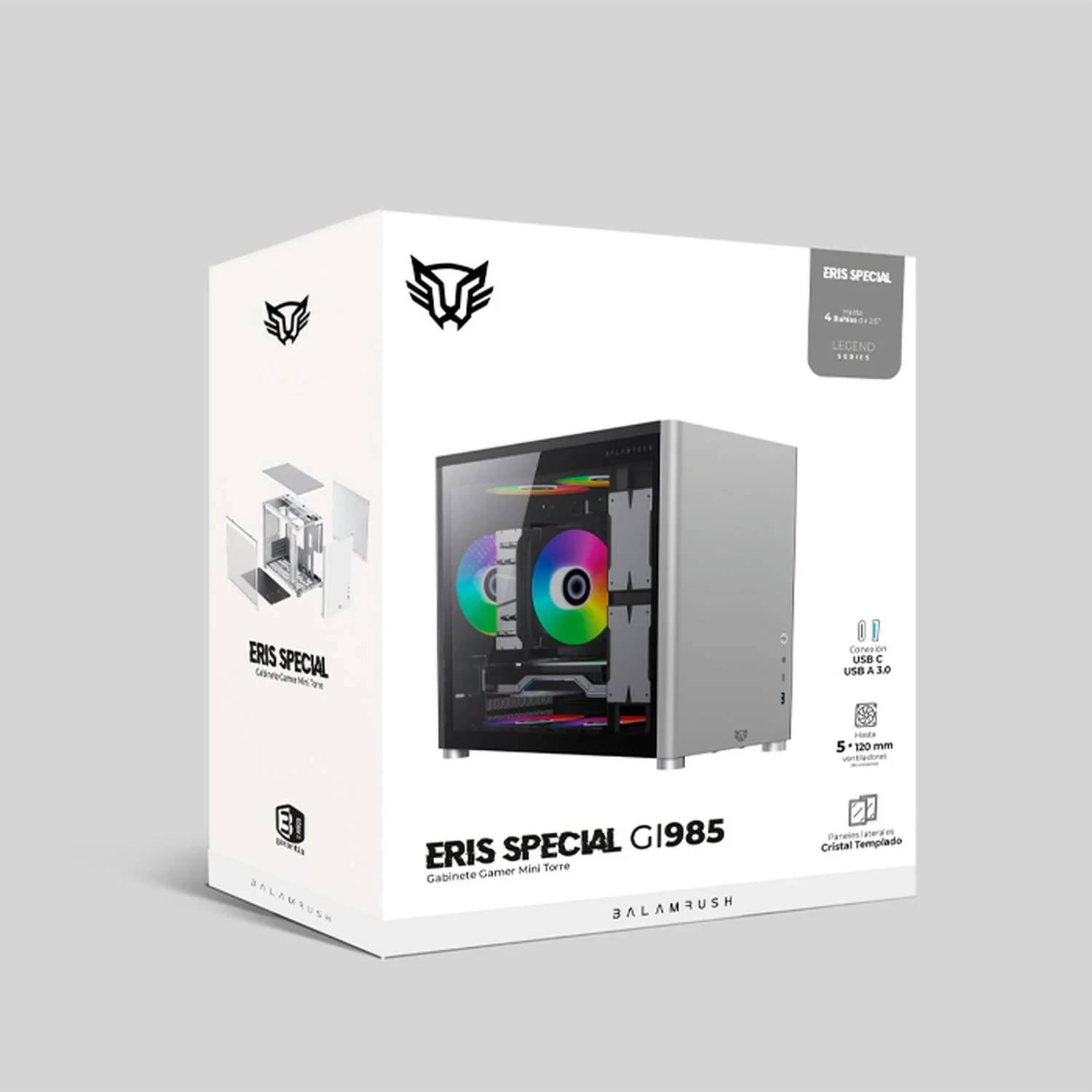 Gabinete Gamer BALAM RUSH ERIS SPECIAL GI985 M-ATX Mini Torre Cristal Templado USB-C Gris BR-935371 - Image 6