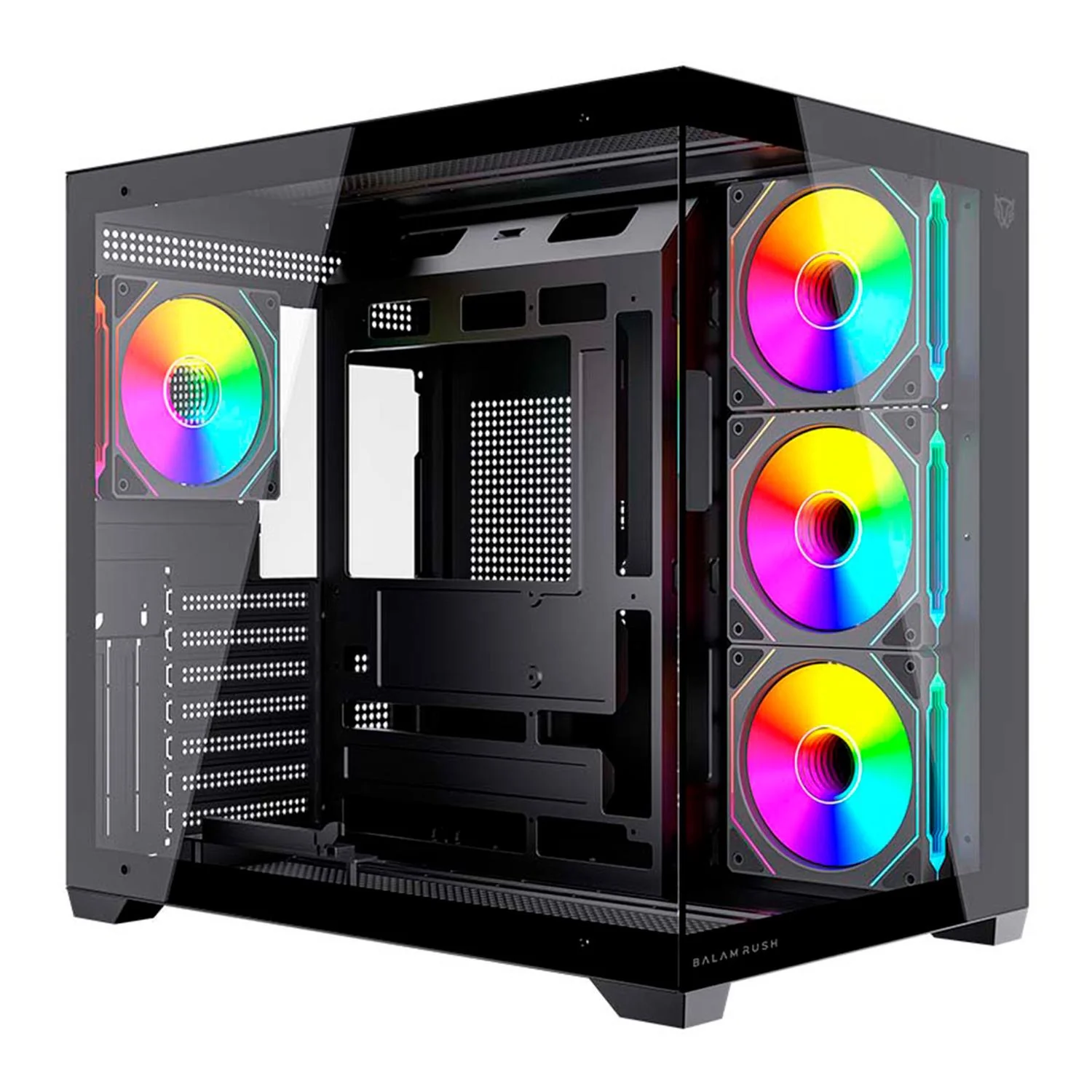 Gabinete Gamer BALAM RUSH TANK CORE ULTRA GM925 ATX Media Torre 4 Fan ARGB Cristal templado Frente Cristal USB-C Negro BR-943833