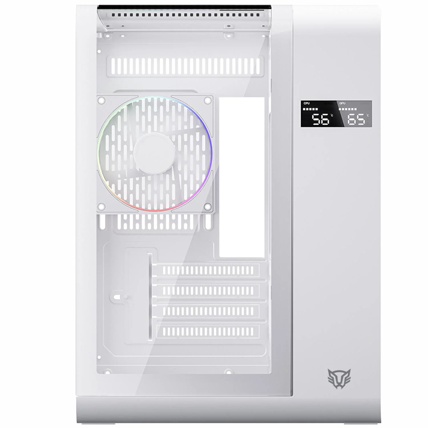 Gabinete Gamer BALAM RUSH TANK EXPERT CURVE 6400 Micro ATX Mini Torre 3 Fan ARGB Cristal Templado USB-C Display Digital Blanco BR-941624 - Image 2