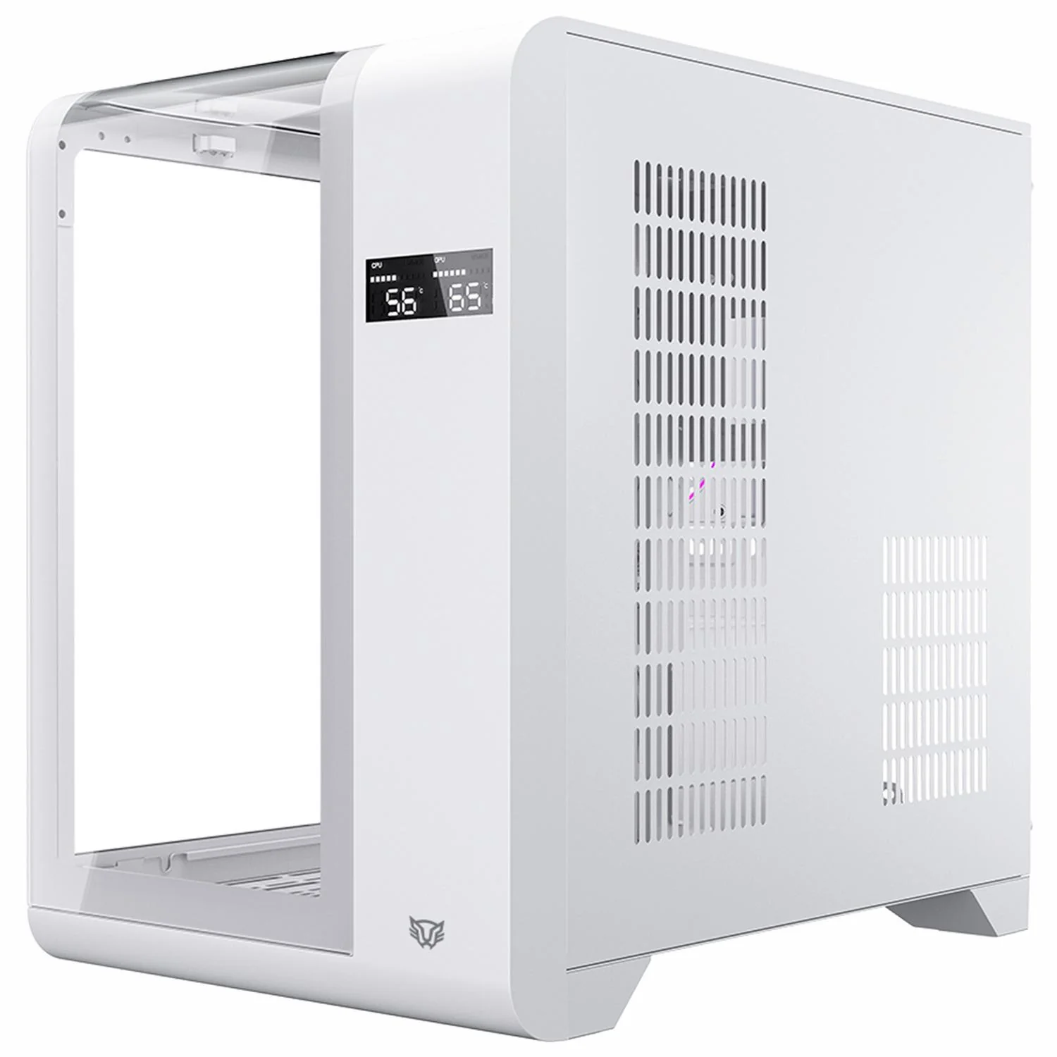 Gabinete Gamer BALAM RUSH TANK EXPERT CURVE 6400 Micro ATX Mini Torre 3 Fan ARGB Cristal Templado USB-C Display Digital Blanco BR-941624 - Image 3