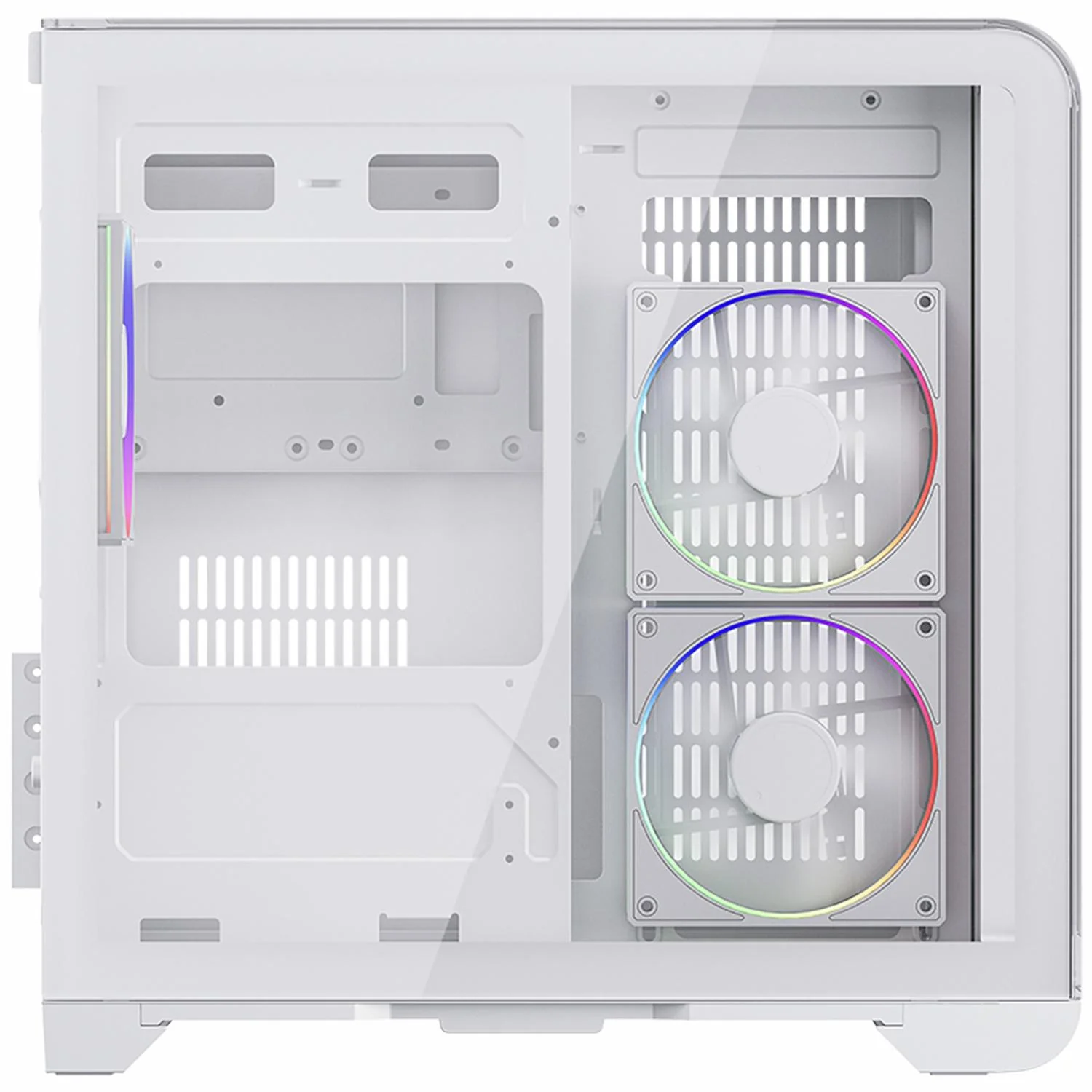 Gabinete Gamer BALAM RUSH TANK EXPERT CURVE 6400 Micro ATX Mini Torre 3 Fan ARGB Cristal Templado USB-C Display Digital Blanco BR-941624 - Image 4