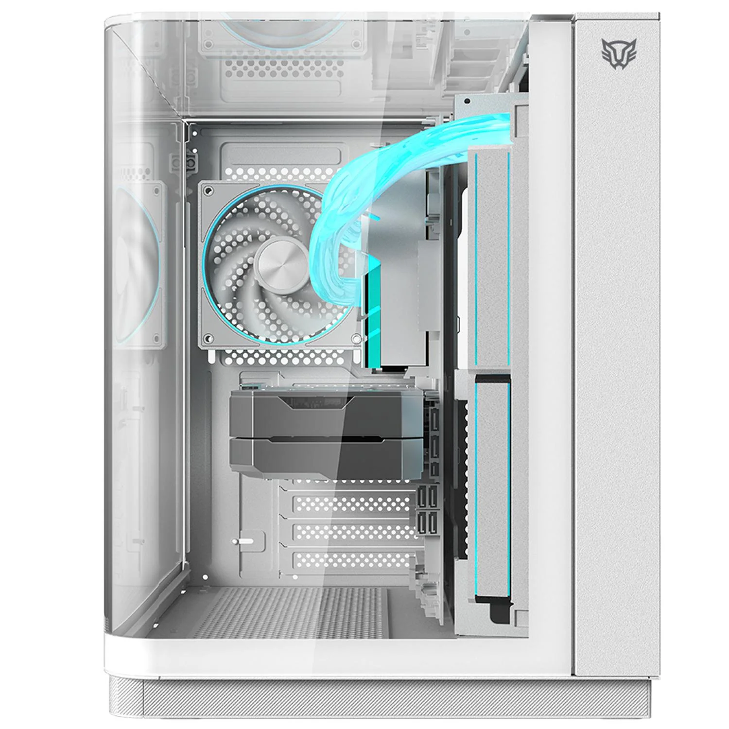 Gabinete Gamer BALAM RUSH TANK EXPERT CURVE 6800 ATX Media Torre 3 Fan Panel Curvo Cristal Templado USB-C ARGB Blanco BR-941587 - Image 2
