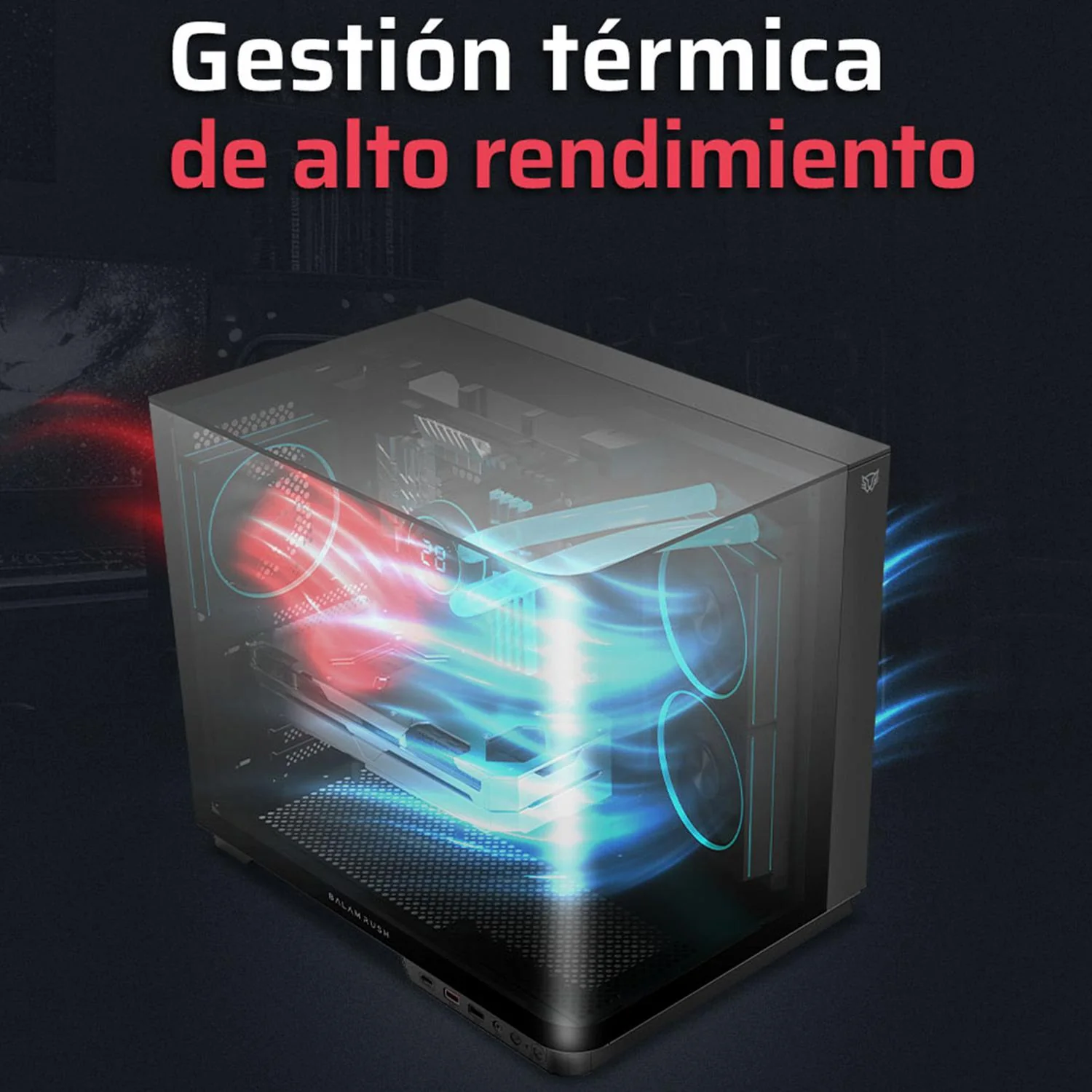 Gabinete Gamer BALAM RUSH TANK EXPERT CURVE 6800 ATX Media Torre 3 Fan Panel Curvo Cristal Templado USB-C ARGB Negro BR-941570 - Image 4