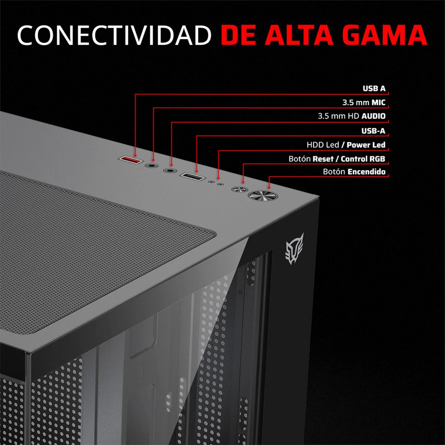 Gabinete Gamer BALAM RUSH TANK GLOW MINI 3500 Micro ATX Mini Torre 3 Fan ARGB Cristal templado Frente Cristal Negro BR-943871 - Image 2