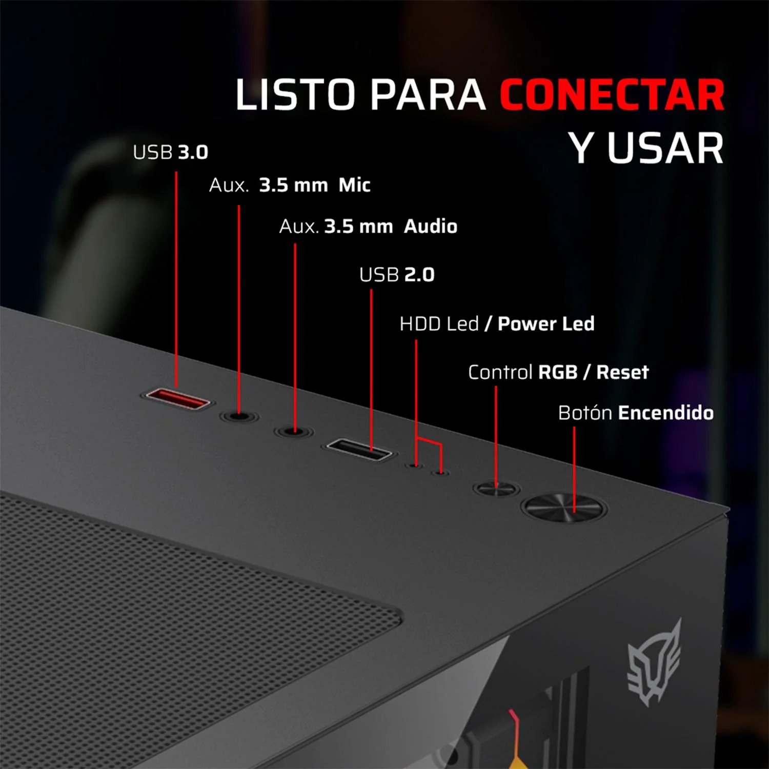 Gabinete Gamer BALAM RUSH TANK GLOW PLUS 3700 Micro ATX Mini Torre 3 Fan ARGB Cristal templado Frente Cristal Negro BR-943864 - Image 2