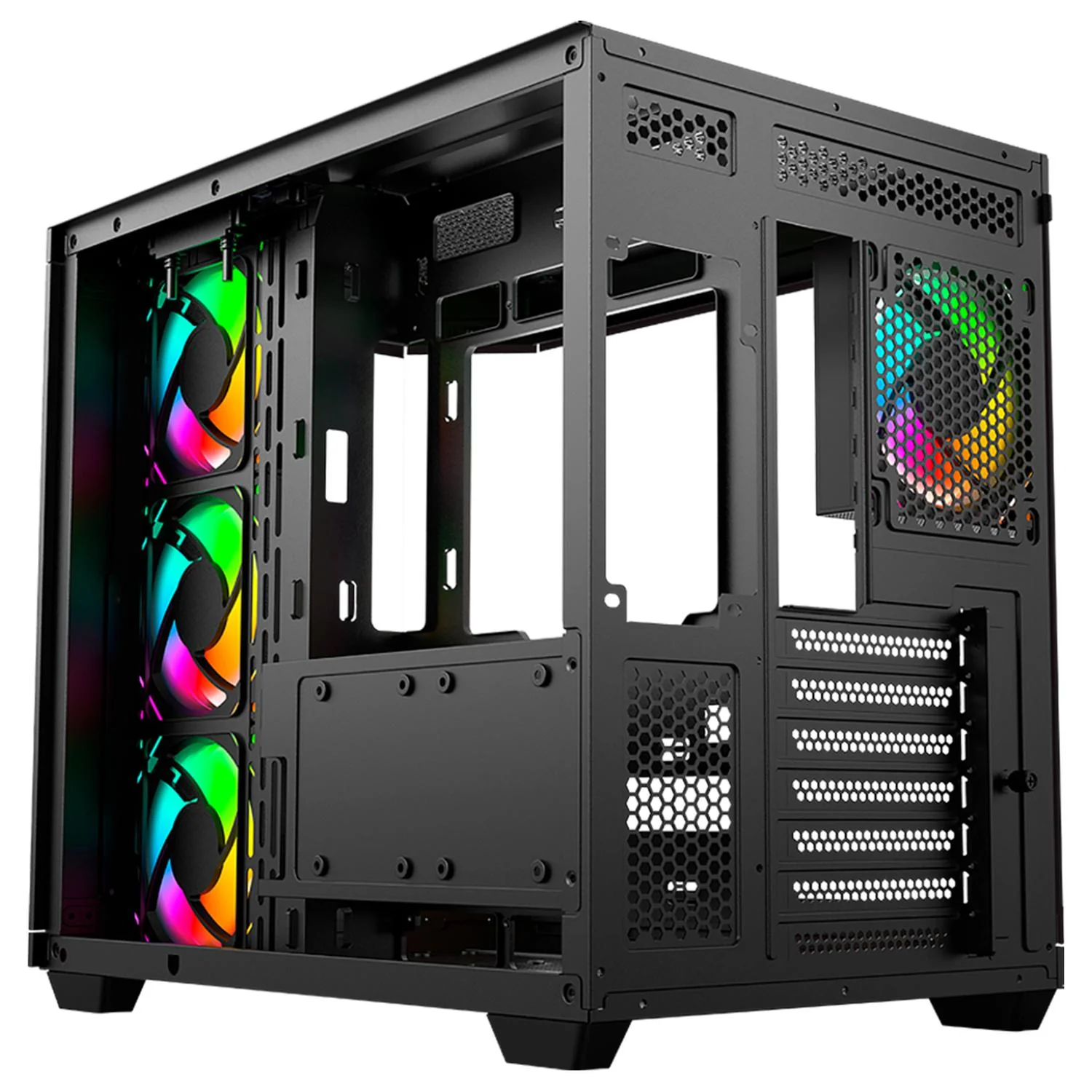 Gabinete Gamer BALAM RUSH TANK MASTER 9600 TB ATX Media Torre 4 Fan ARGB Cristal Templado Sin Bordes USB-C BKWH BR-938693 - Image 4