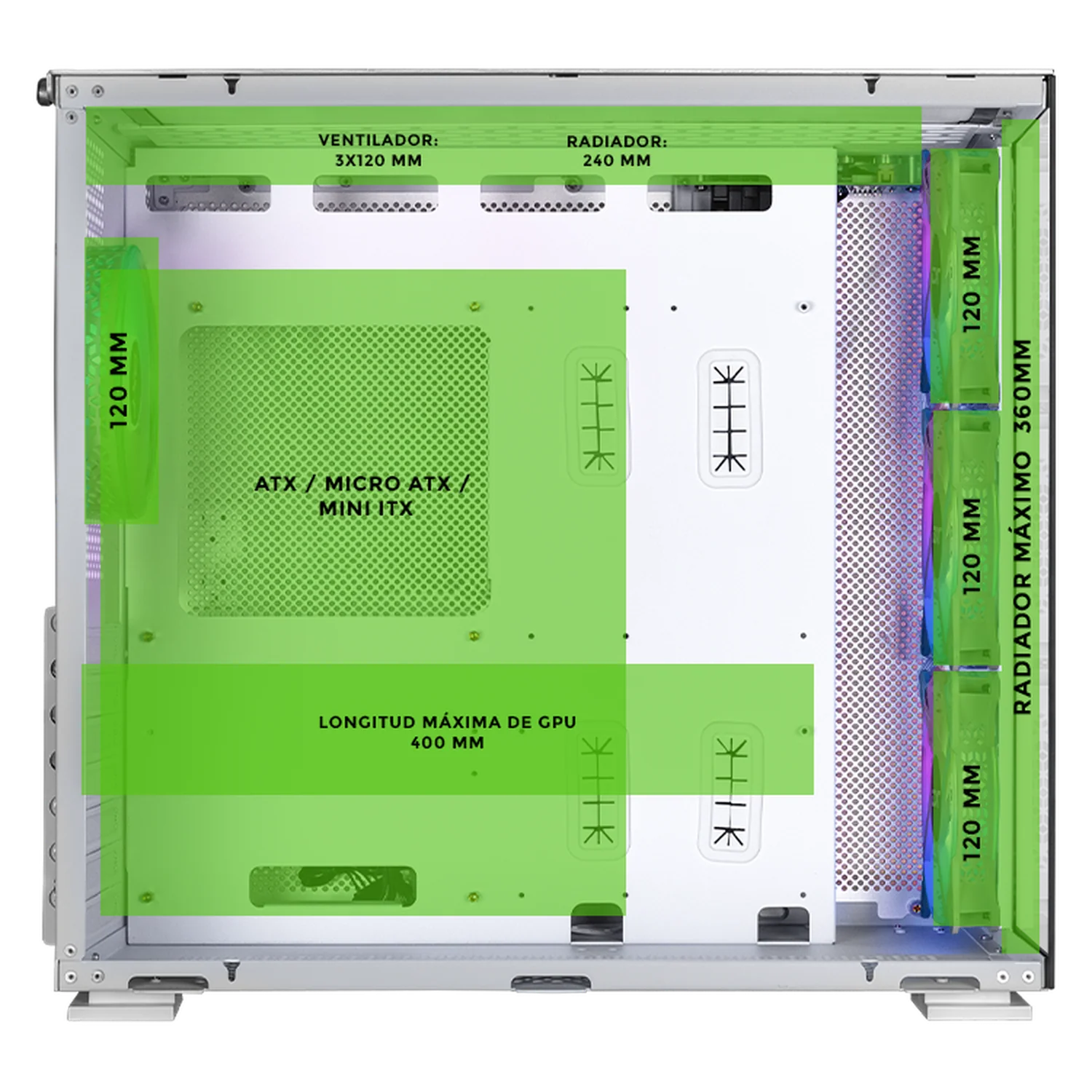 Gabinete DXT GAMING Titan T5 Media Torre 4 Fan ARGB USB-C Aluminio CDXTT5M - Image 3