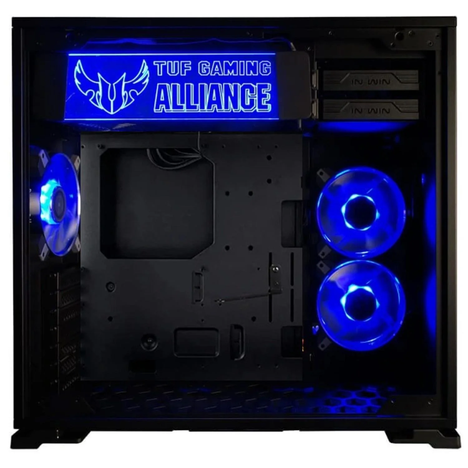 Gabinete Gamer IN WIN 101 TUF BLACK ATX Media Torre Fuente 750w GOLD Kit 3 Fan LUNA Cristal Templado - Image 2