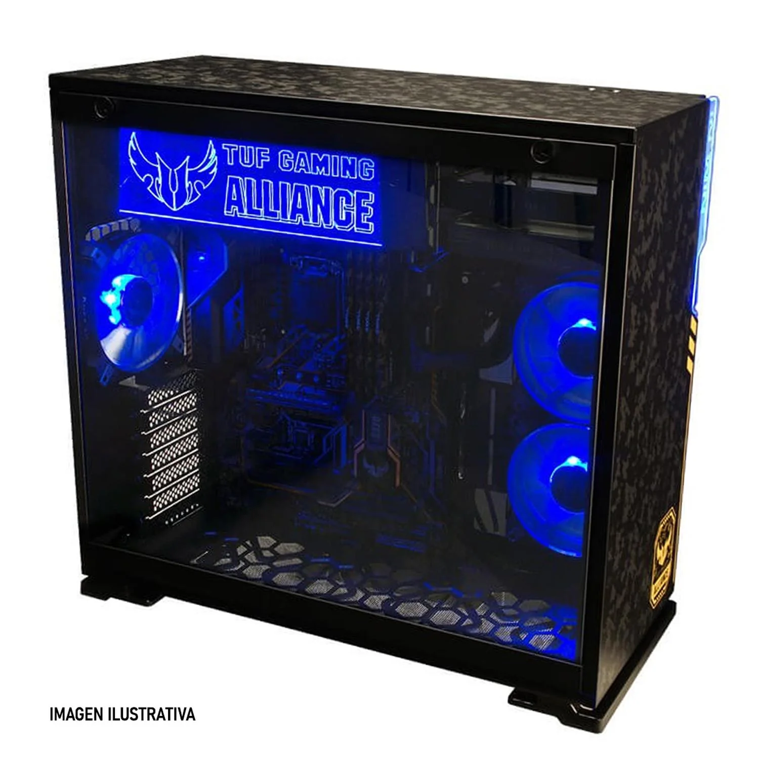 Gabinete Gamer IN WIN 101 TUF BLACK ATX Media Torre Fuente 850w GOLD Kit 3 Fan LUNA Cristal Templado - Image 4