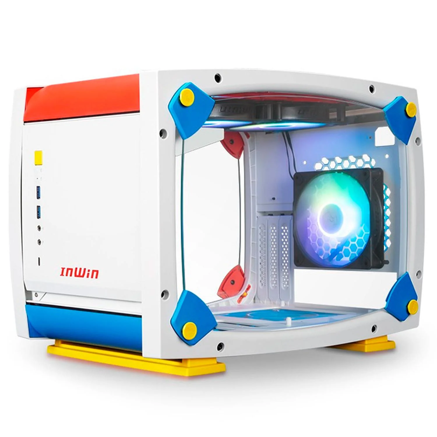 Gabinete Gamer IN WIN EXPLORER JUSTICE Mini ITX Mini Torre 3 Fan Cristal Templado USB-C Blanco - Image 4