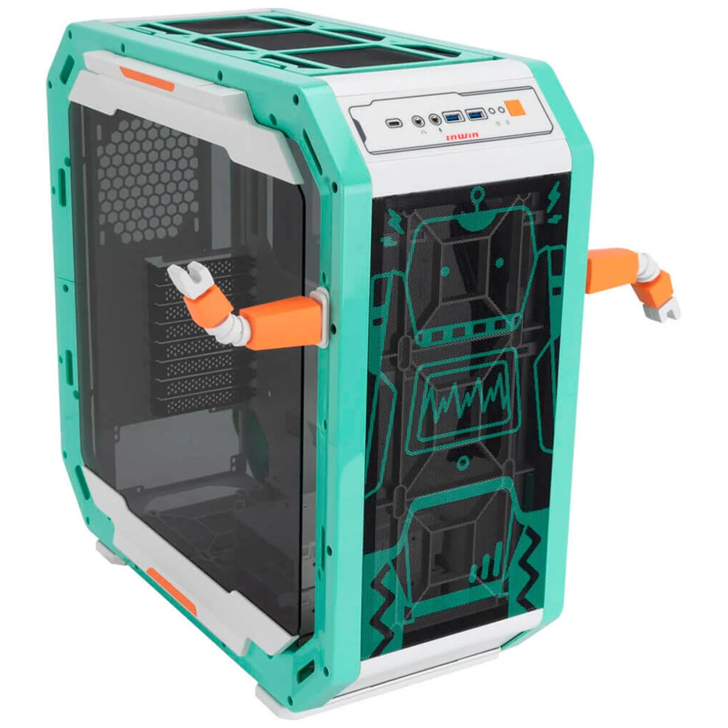 Gabinete Gamer IN WIN MONSTERS-A ROBERT E-ATX Media Torre Cristal Templado USB-C IW-CS-CASEMONSTERS- - Image 2