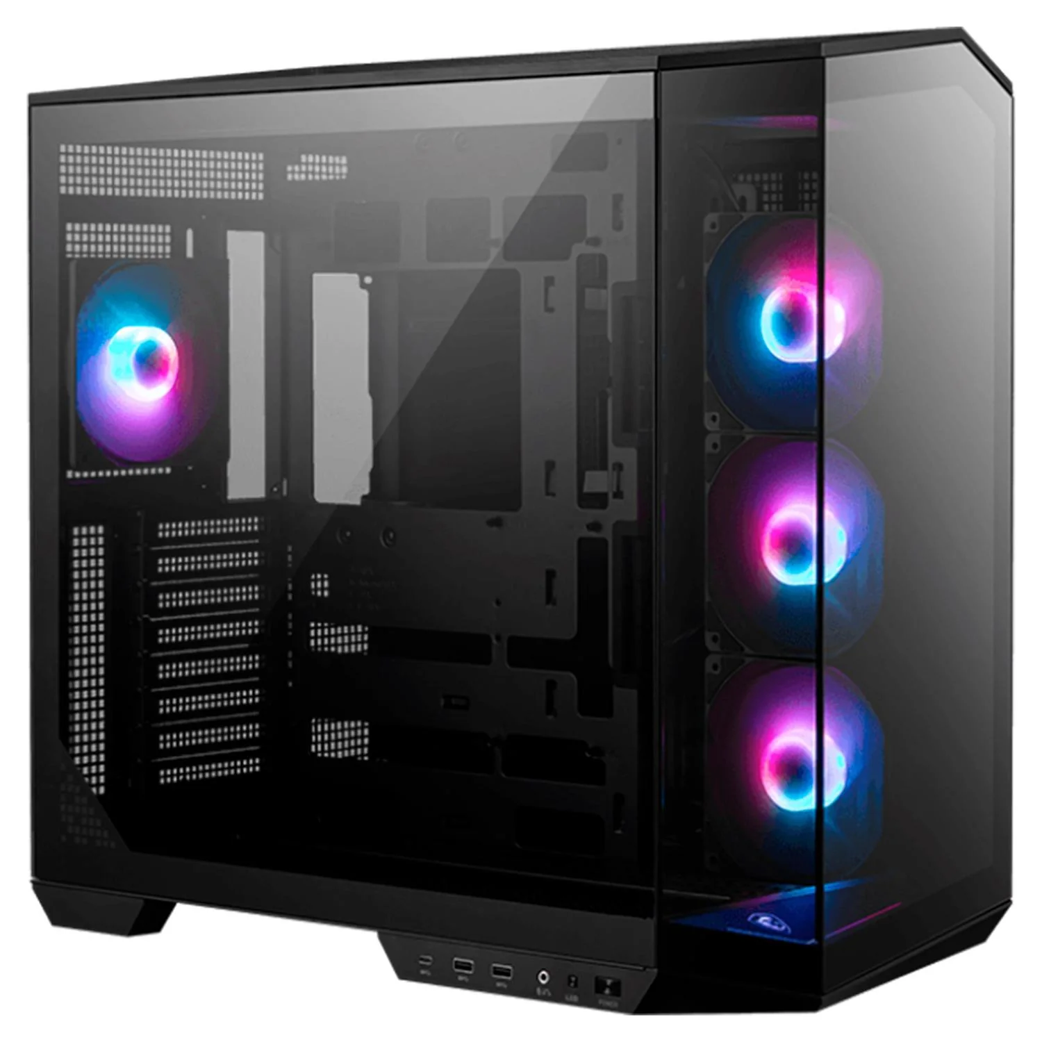 Gabinete Gamer MSI ATX Media Torre 4 Fan Cristal Templado USB-C ARGB Negro MAGPANO100RPZ-RM