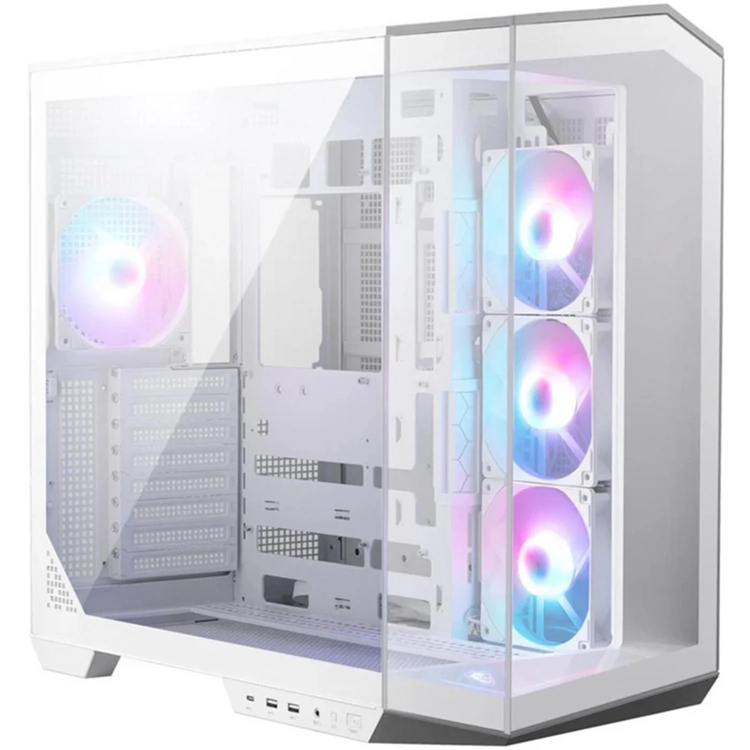 Gabinete Gamer MSI MAG PANO 100R PZ WHITE ATX Media Torre 4 Fan Cristal Templado USB-C ARGB Blanco-RM