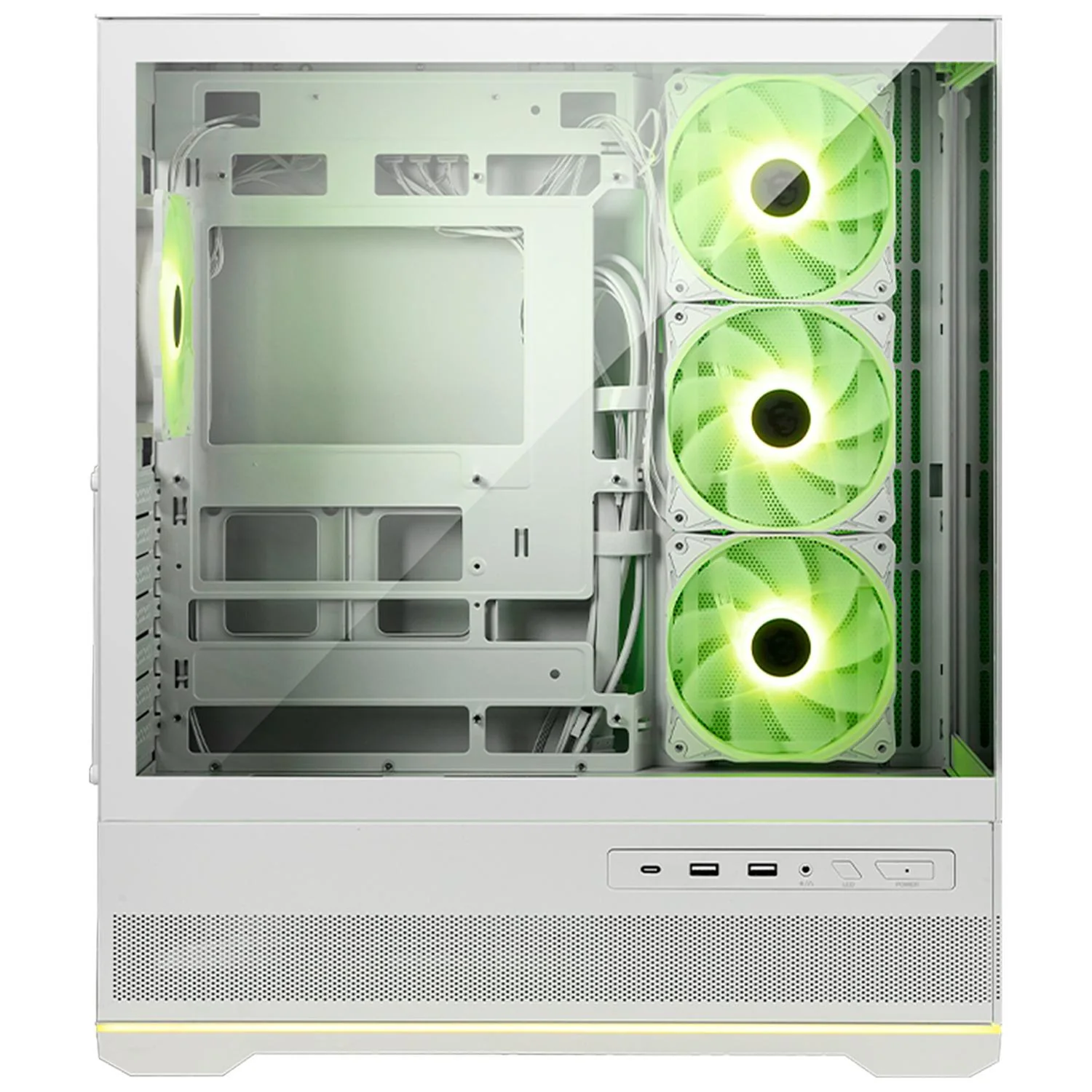 Gabinete Gamer MSI MAG PANO 110R PZ WHITE ATX Media Torre 4 Fan Cristal Templado USB-C ARGB Blanco - Image 2