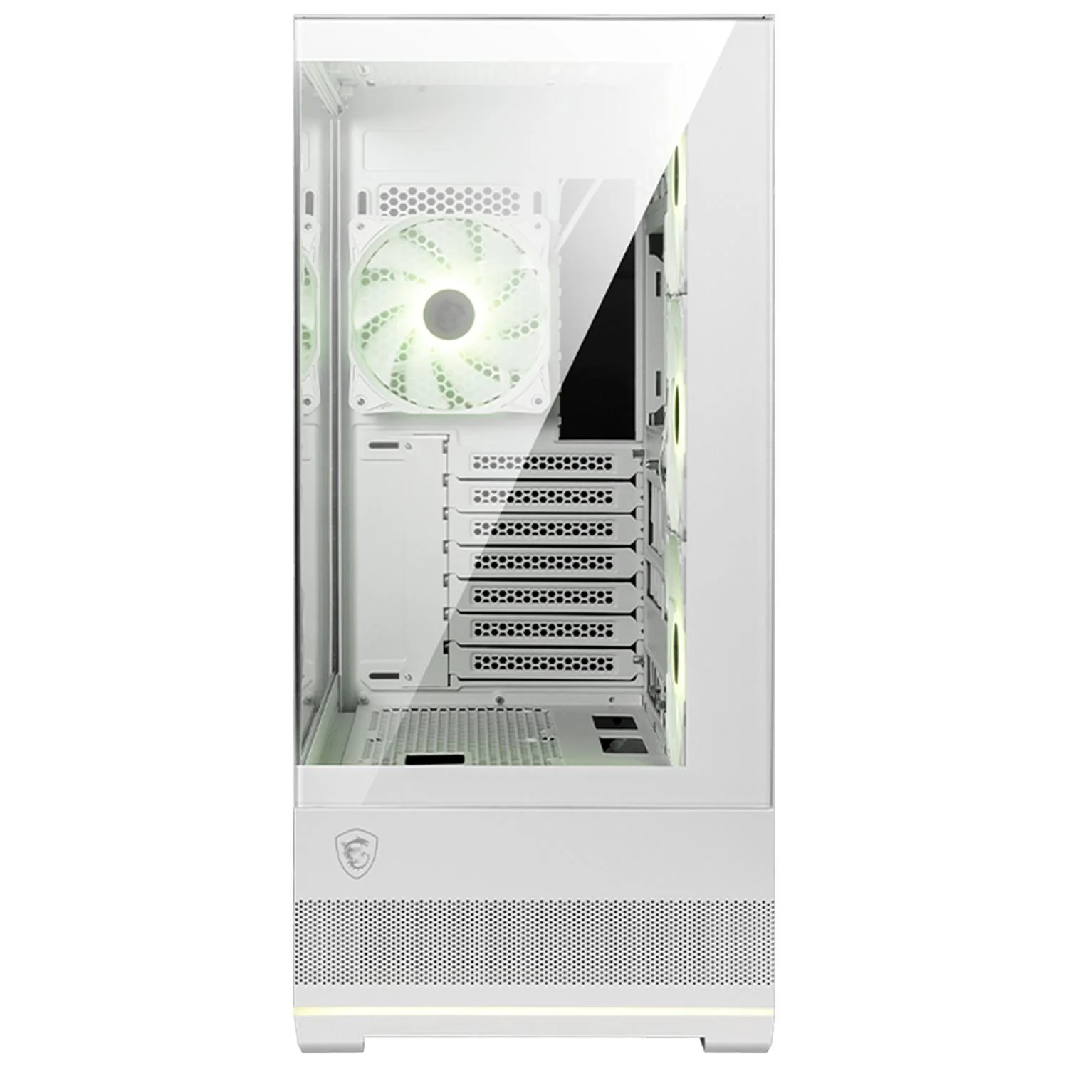 Gabinete Gamer MSI MAG PANO 110R PZ WHITE ATX Media Torre 4 Fan Cristal Templado USB-C ARGB Blanco - Image 4