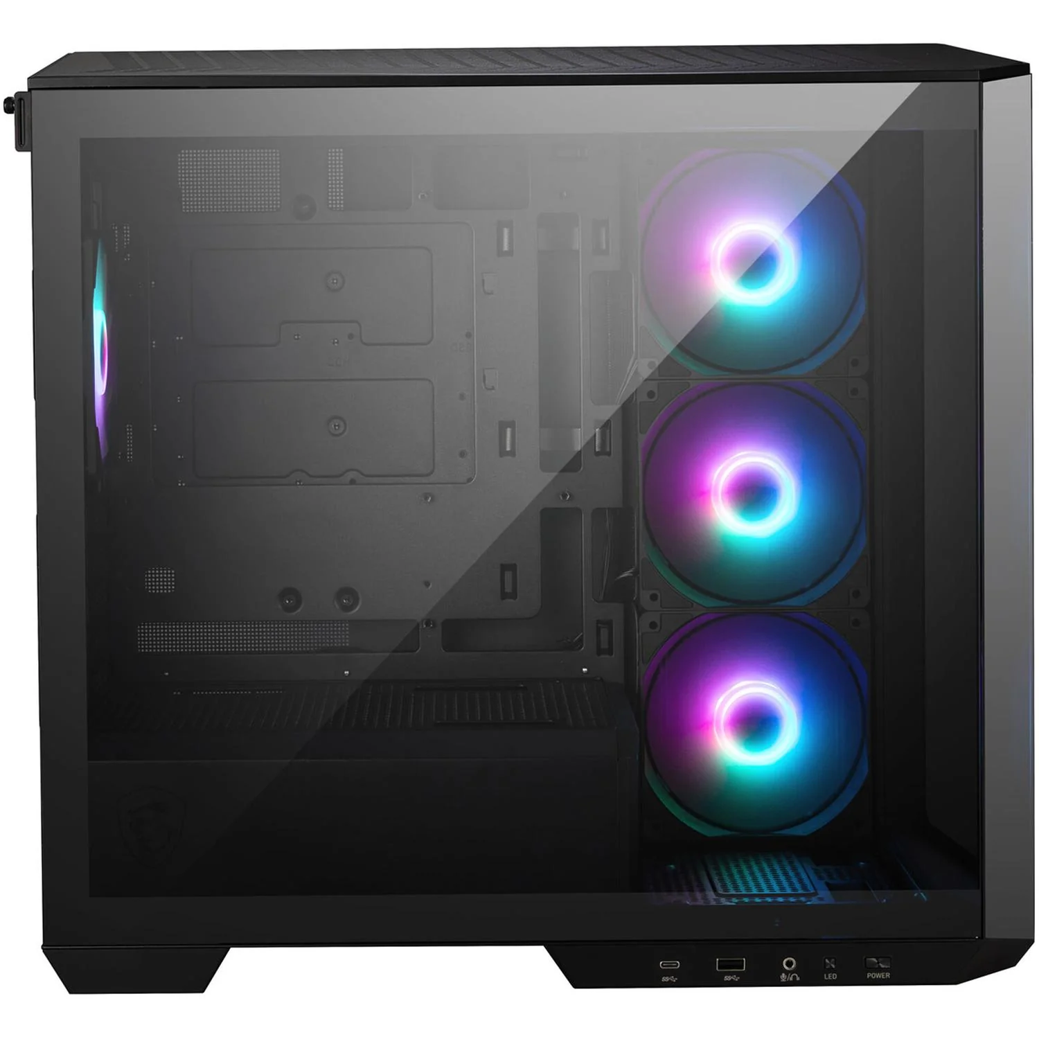 Gabinete Gamer MSI MAG PANO M100R PZ Micro ATX Micro Torre 4 Fan Cristal Templado USB-C ARGB Negro - Image 4