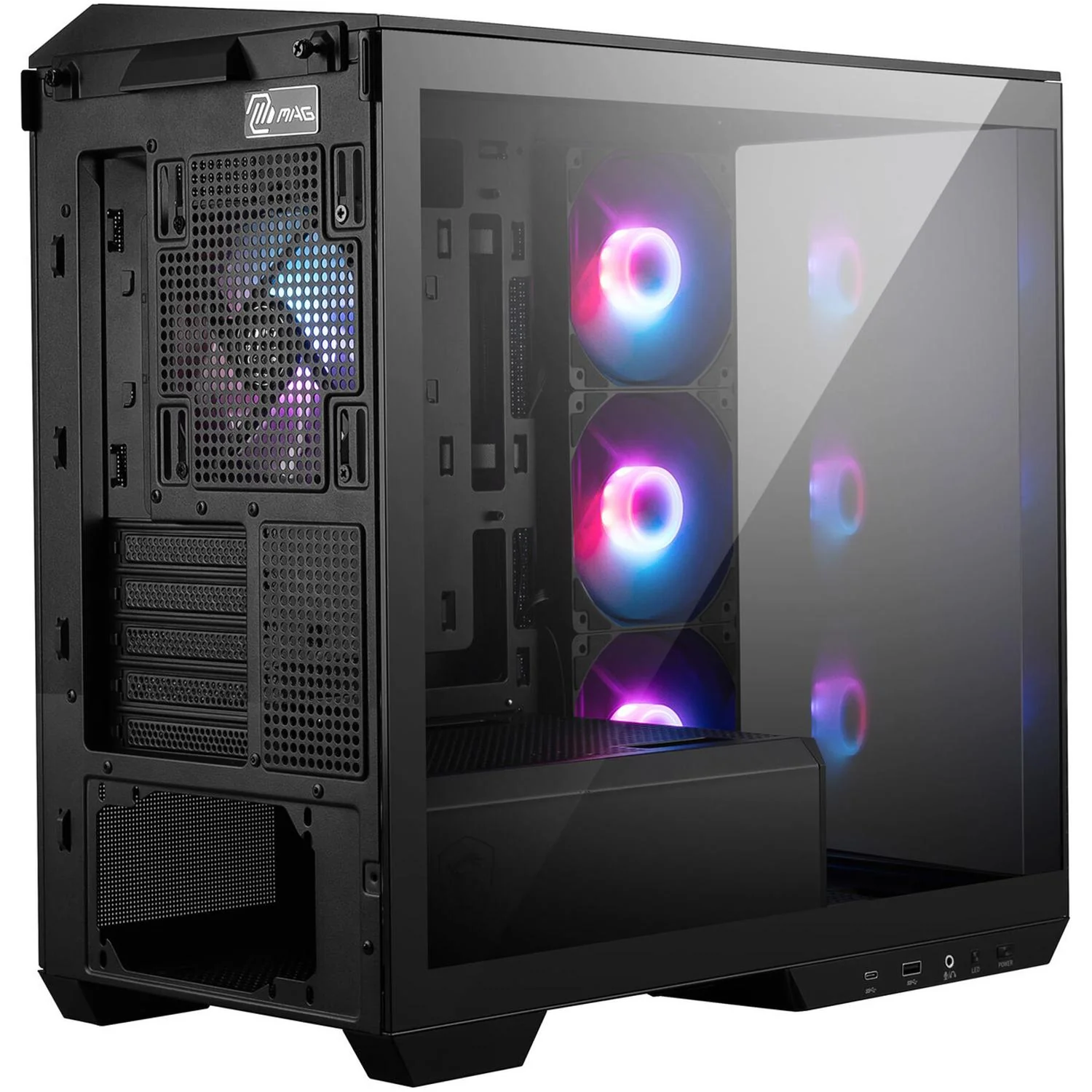 Gabinete Gamer MSI MAG PANO M100R PZ Micro ATX Micro Torre 4 Fan Cristal Templado USB-C ARGB Negro - Image 6