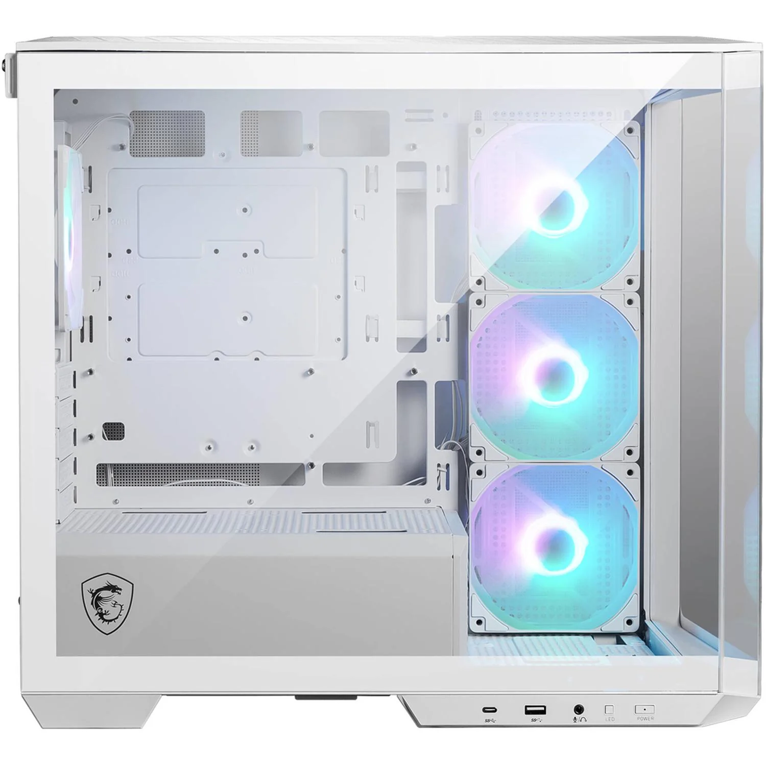 Gabinete Gamer MSI MAG PANO M100R PZ WHITE Micro ATX Micro Torre 4 Fan Cristal Templado USB-C ARGB - Image 4